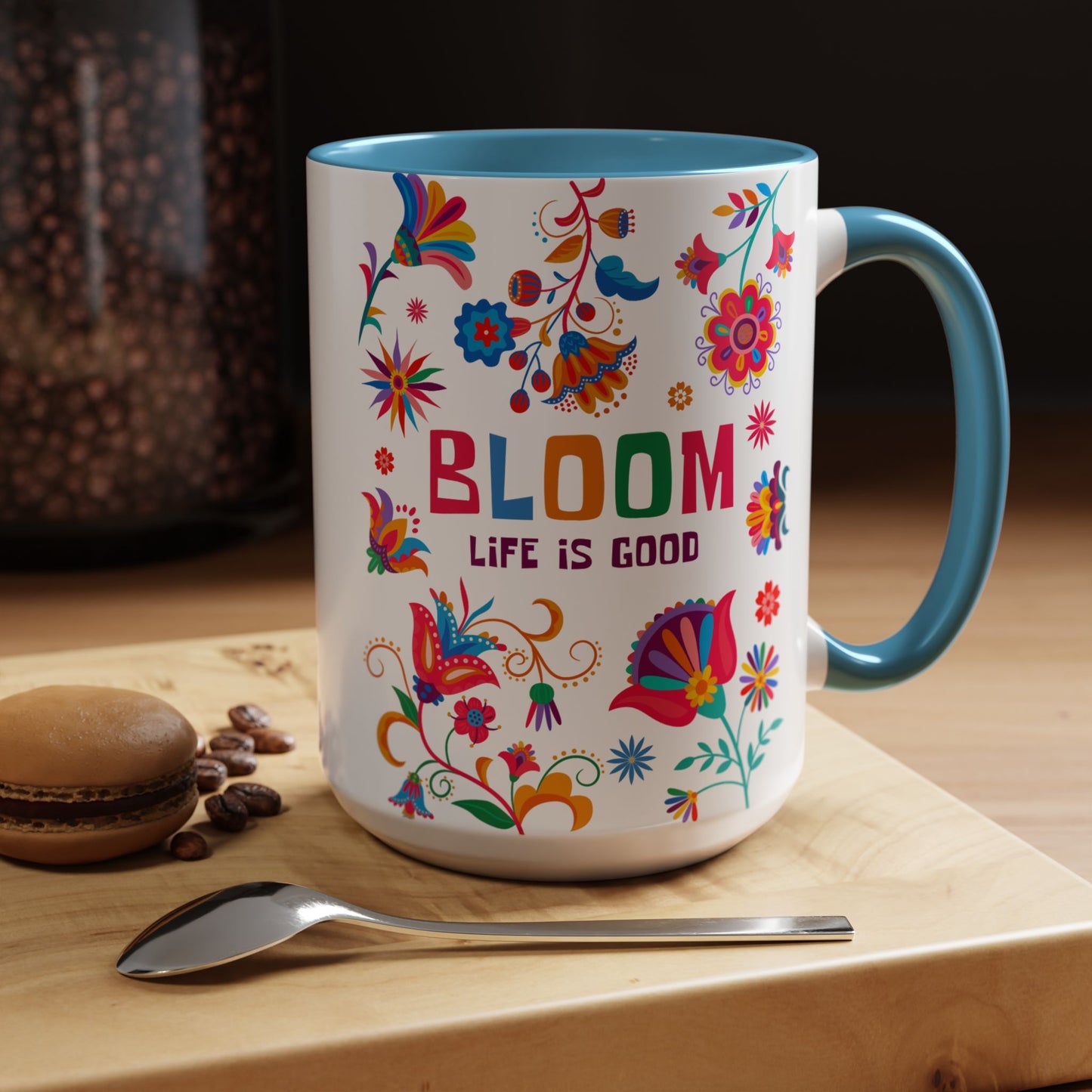 Colorful Floral Accent Coffee Mug - Bloom Life is Good - 14082