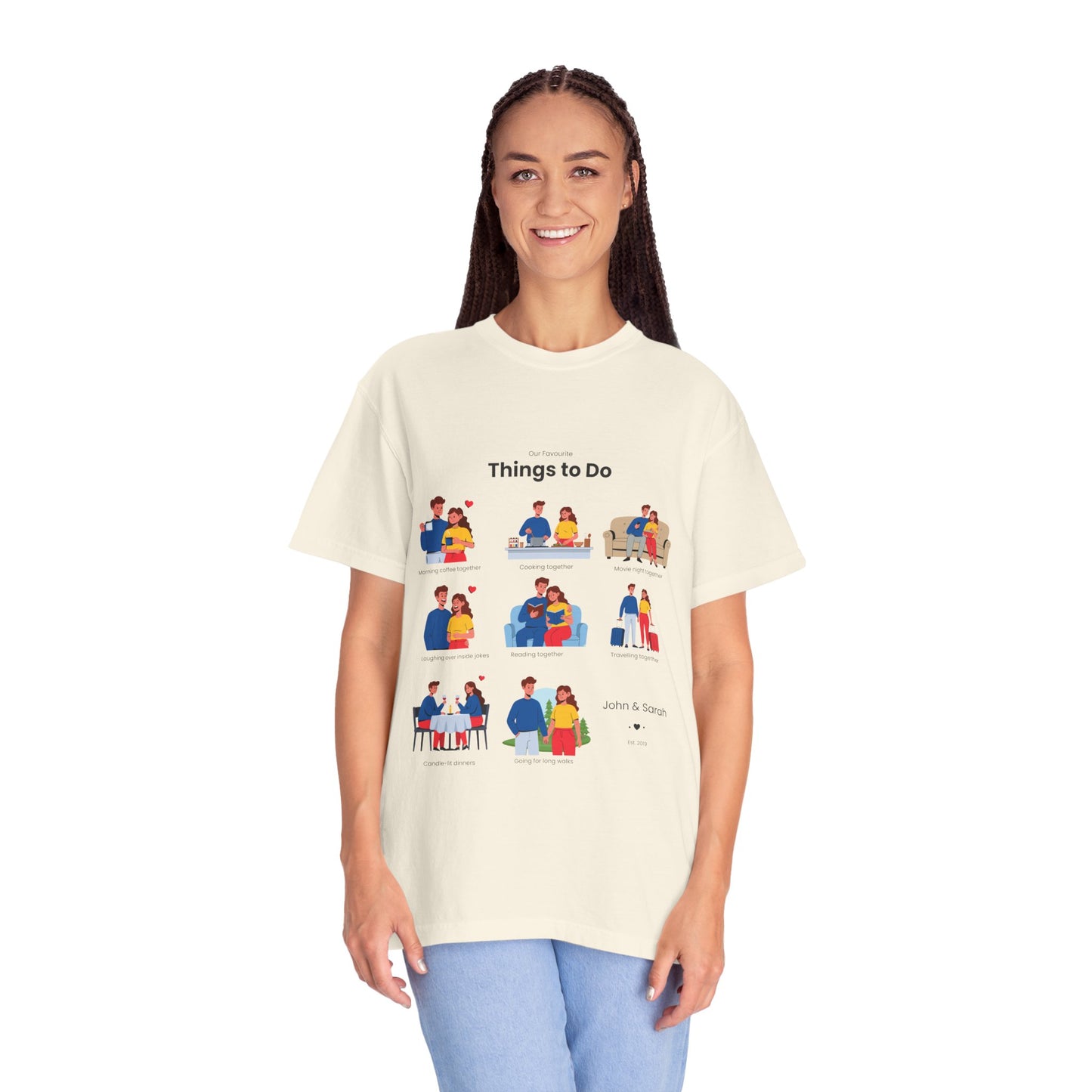 Our Favourite Things to Do Together – Personalised Valentine’s Illustration T-Shirt Gift - 14722