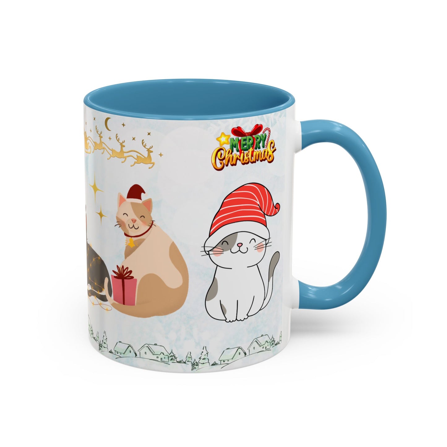 Merry Christmas, Cats - Accent Coffee Mug (11, 15oz)