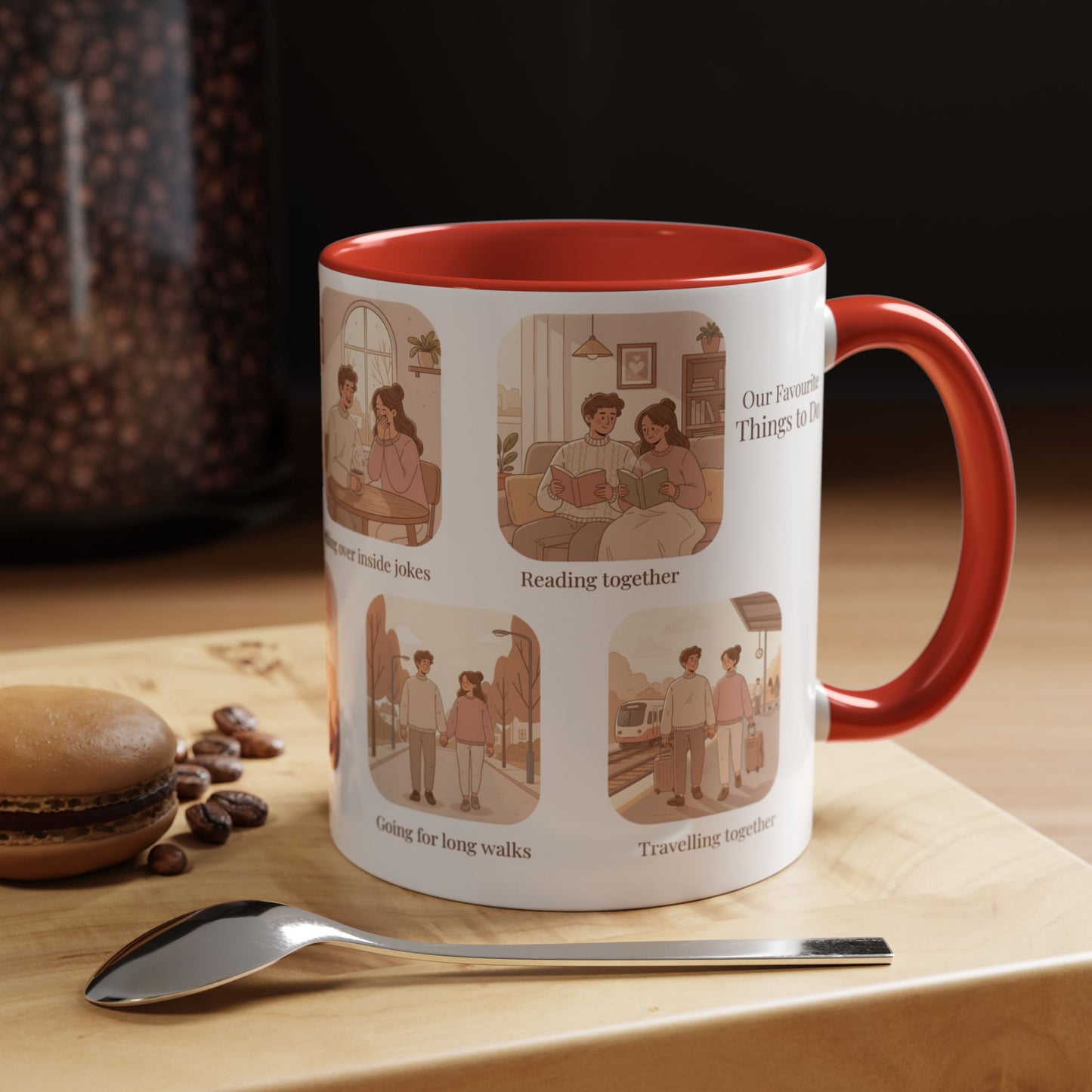 Our Favorite Things to Do Valentine’s Mug – Cozy Couples Illustrated Accent Coffee Mug - 14701