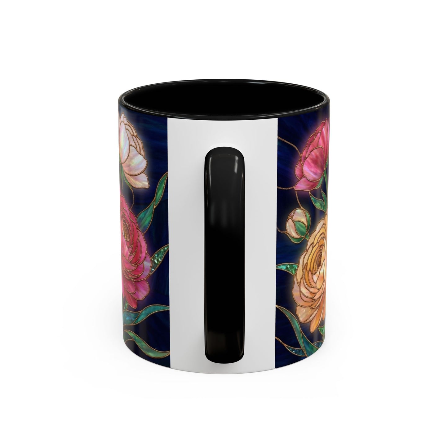 Ranunculus Floral Accent Coffee Mug — Stained Glass Design (11/15oz) - 14584