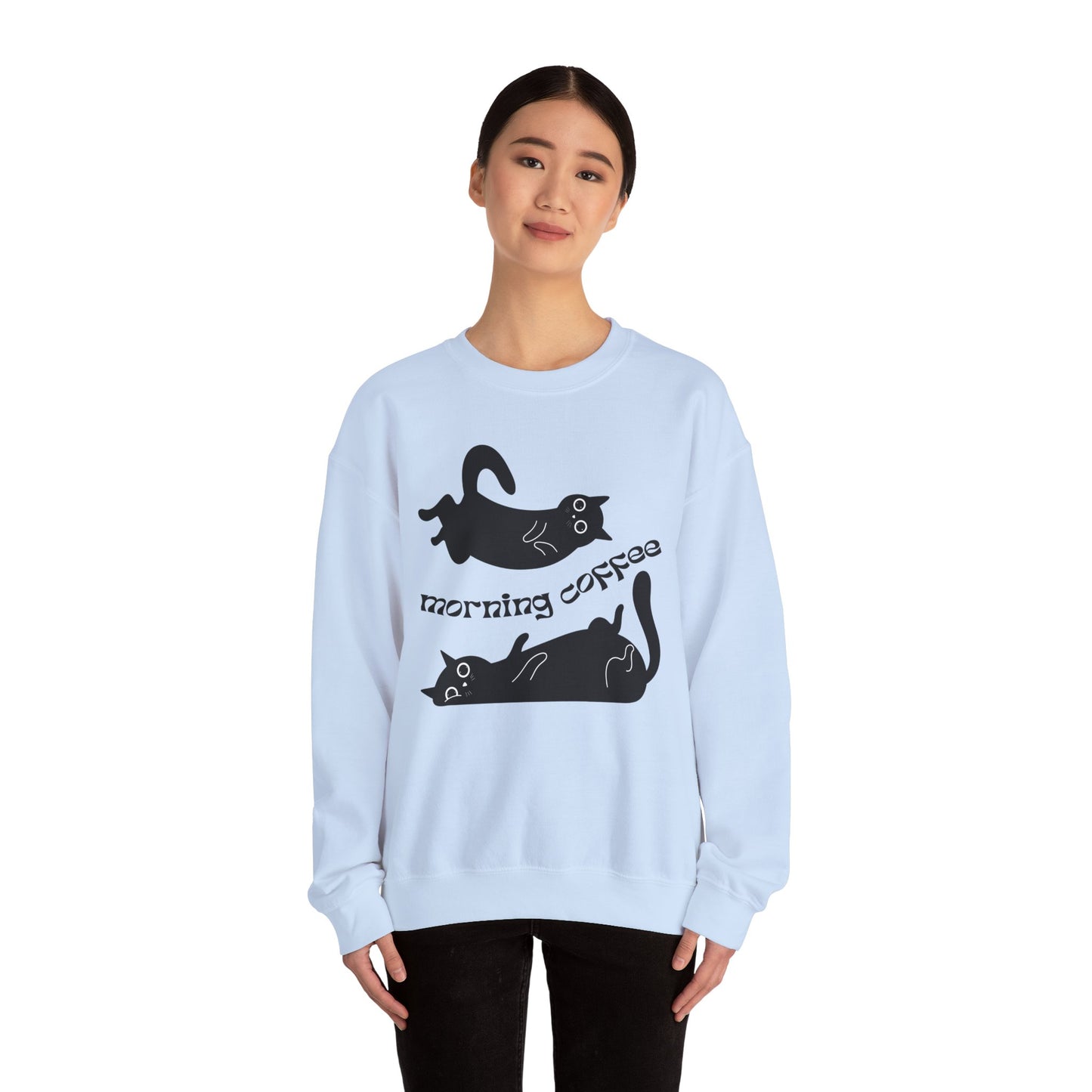 Black Cats, Morning Coffee - Unisex Heavy Blend™ Crewneck Sweatshirt - 11325