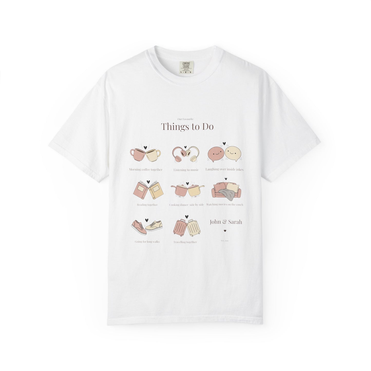 Our Favourite Things to Do Together – Personalised Valentine’s Illustration T-Shirt Gift - 14720