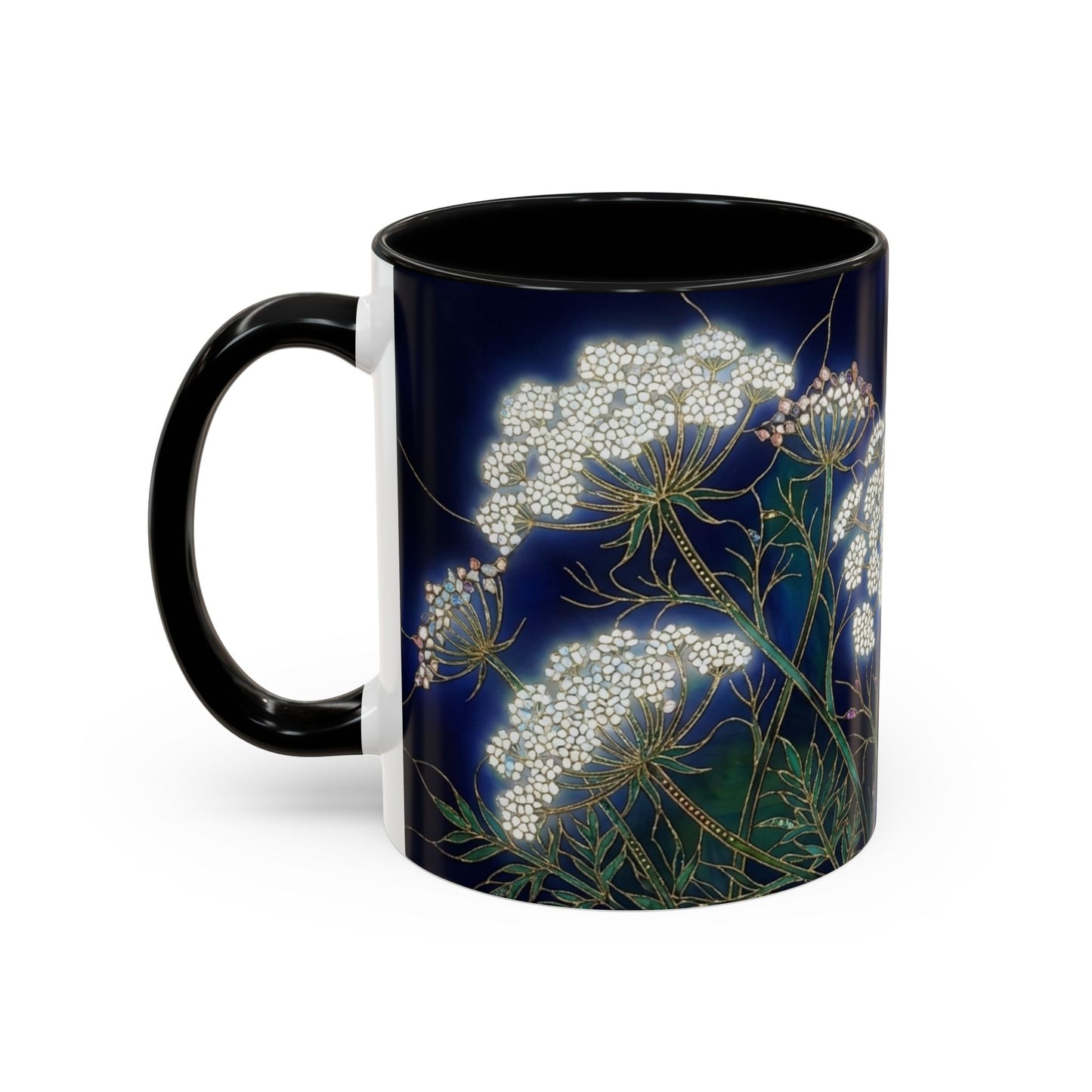 Queen Anne's Lace Floral Coffee Mug — Stained Glass Design (11/15oz) - 14583