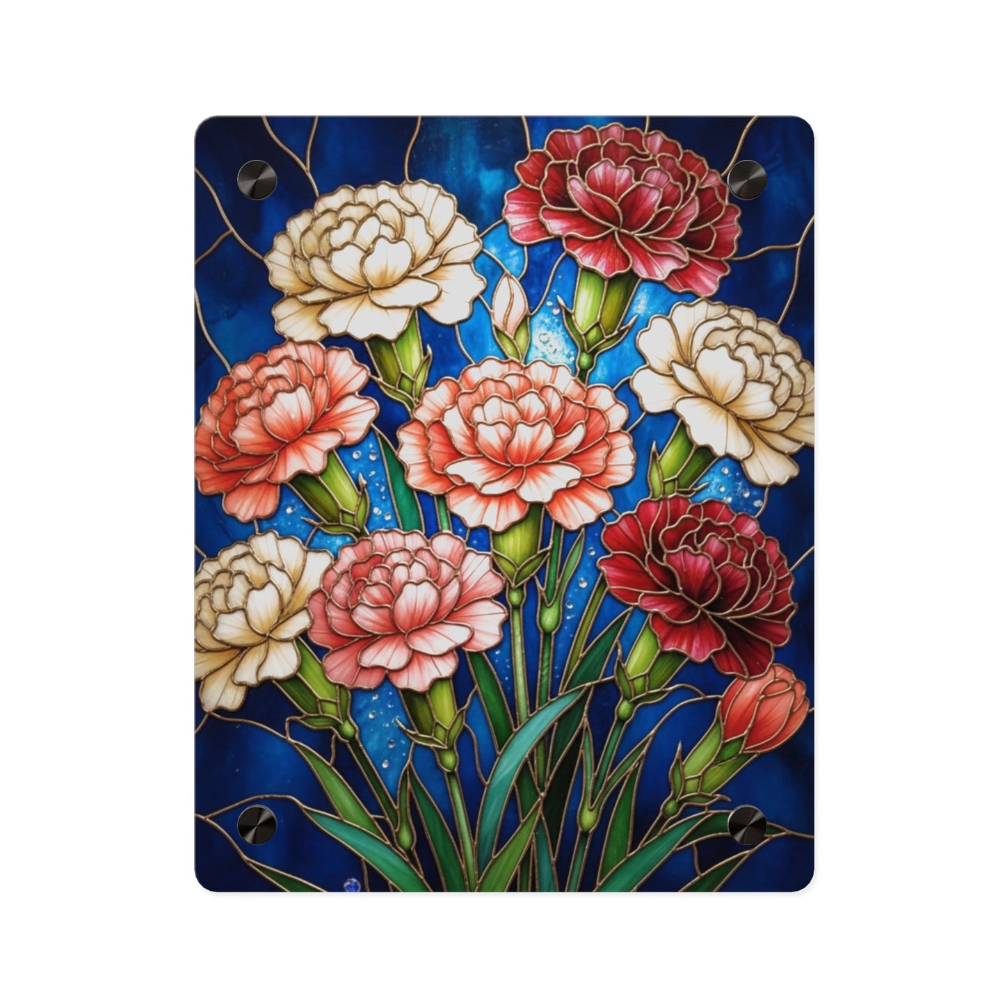 Carnation Bouquet Acrylic Wall Art Panel — Floral Home Décor - 14599