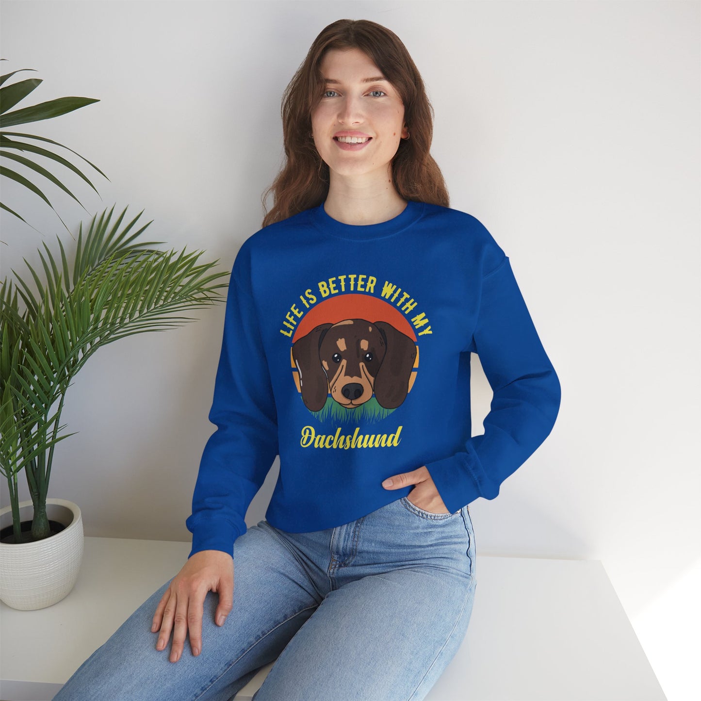 Life is Better With My Dachshund - Unisex Heavy Blend™ Crewneck Sweatshirt