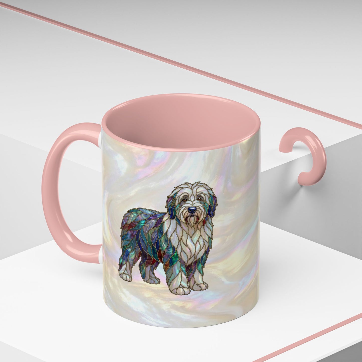 English Sheepdog Accent Coffee Mug -Stained Glass Style (11/15oz) - 14631