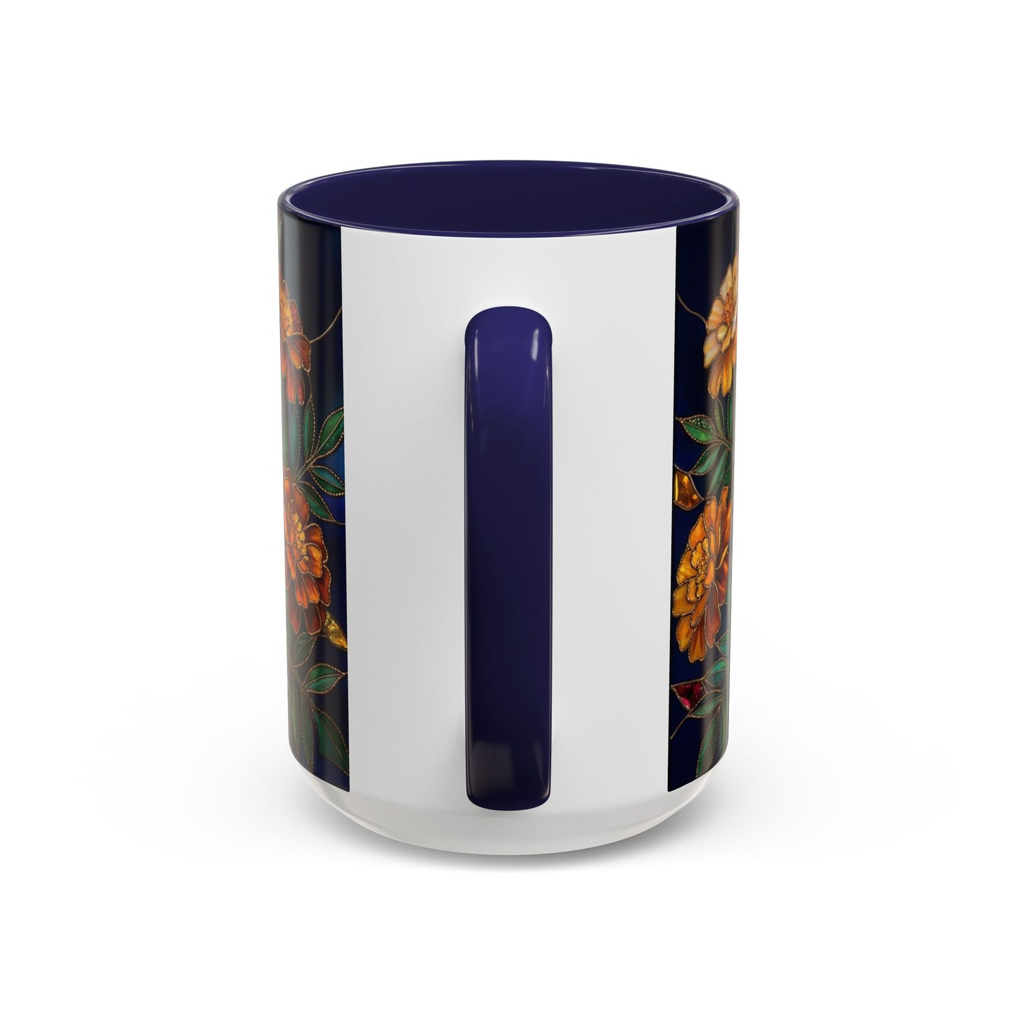 Marigold Floral Accent Coffee Mug — Dark Botanical 11/15oz - 14578