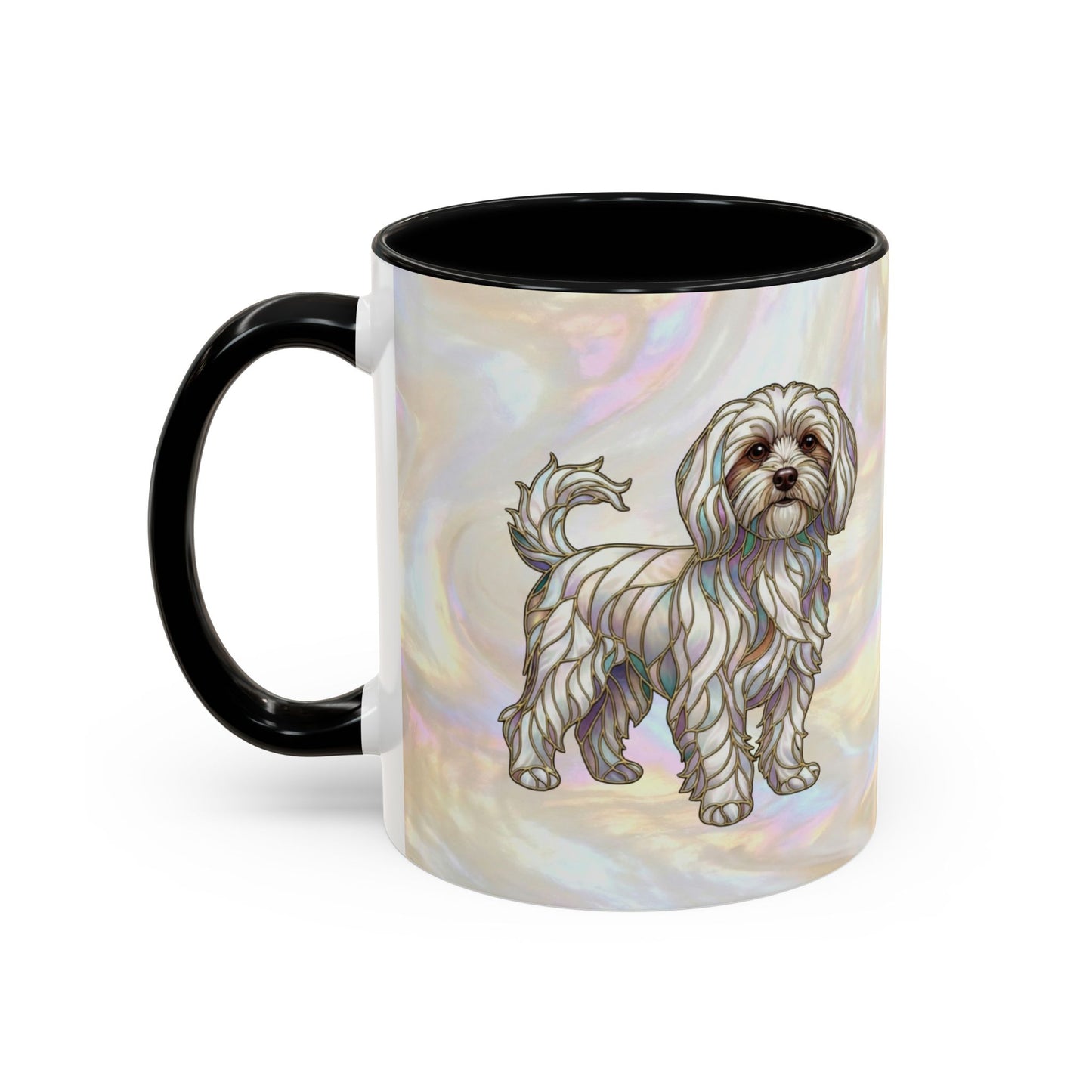 Maltese Dog Accent Coffee Mug – Stained Glass Design 11/15oz - 14642