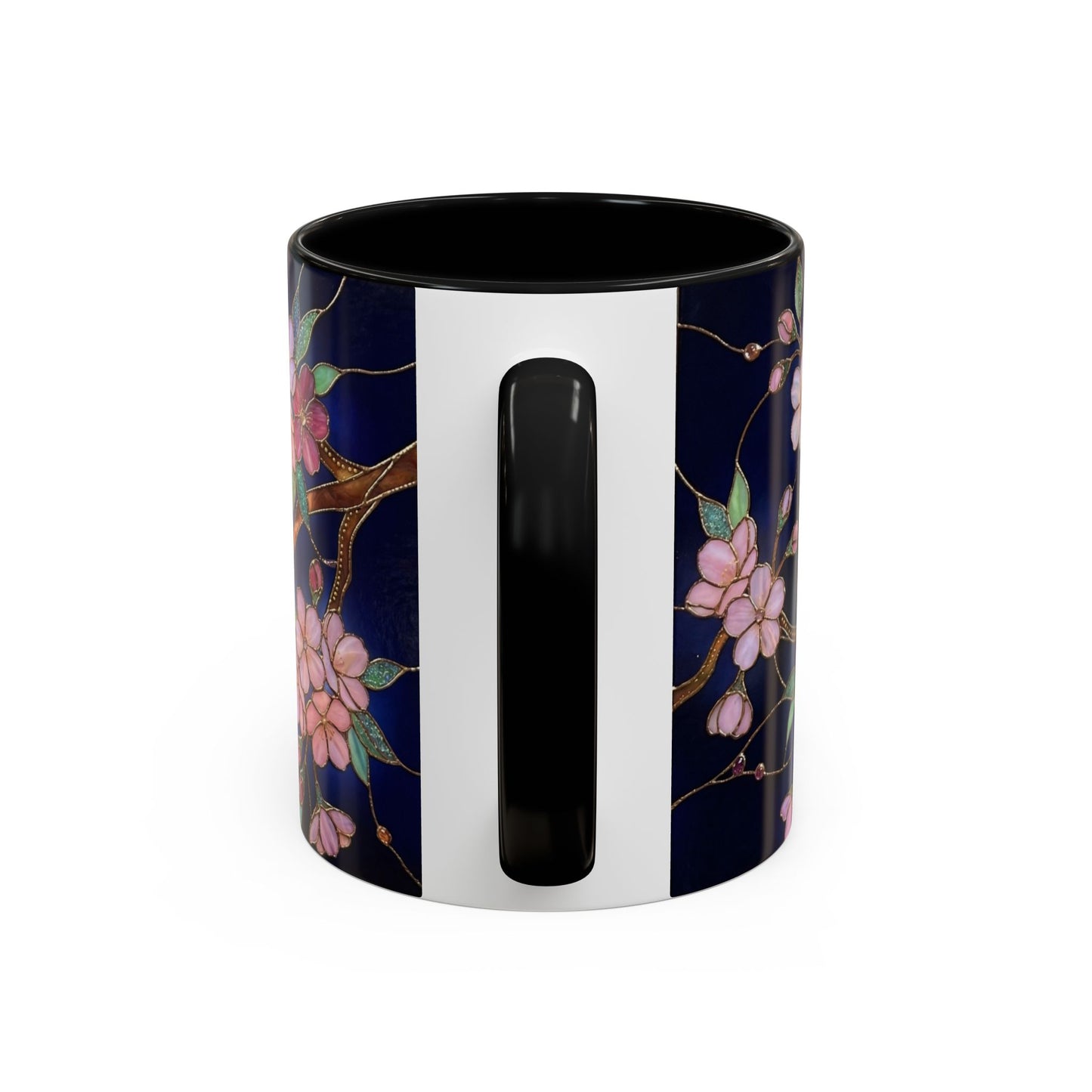 Cherry Blossom Accent Coffee Mug — Stained Glass Design 11/15oz - 14560