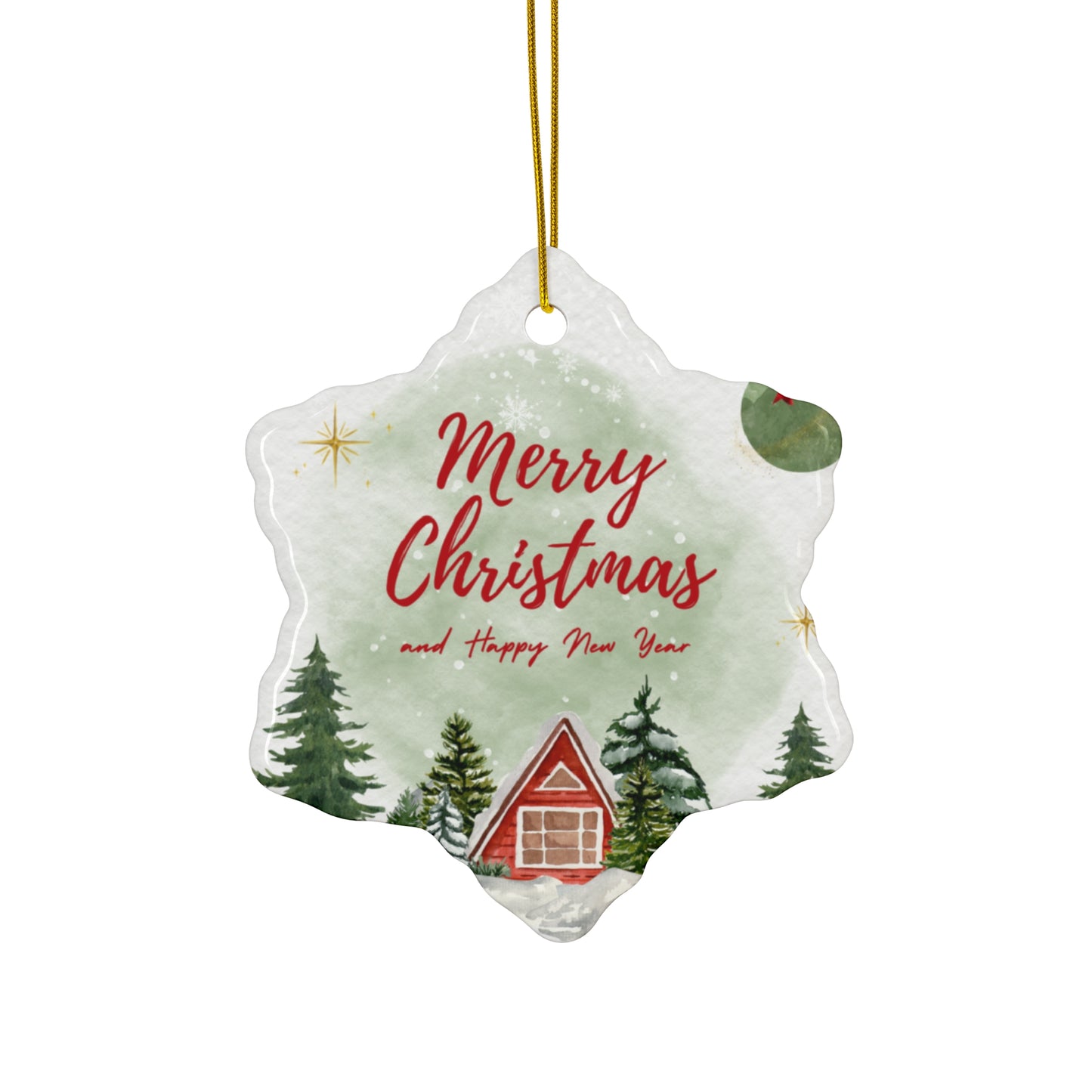 Merry Christmas & Happy New Year - Ceramic Ornament, 4 Shapes