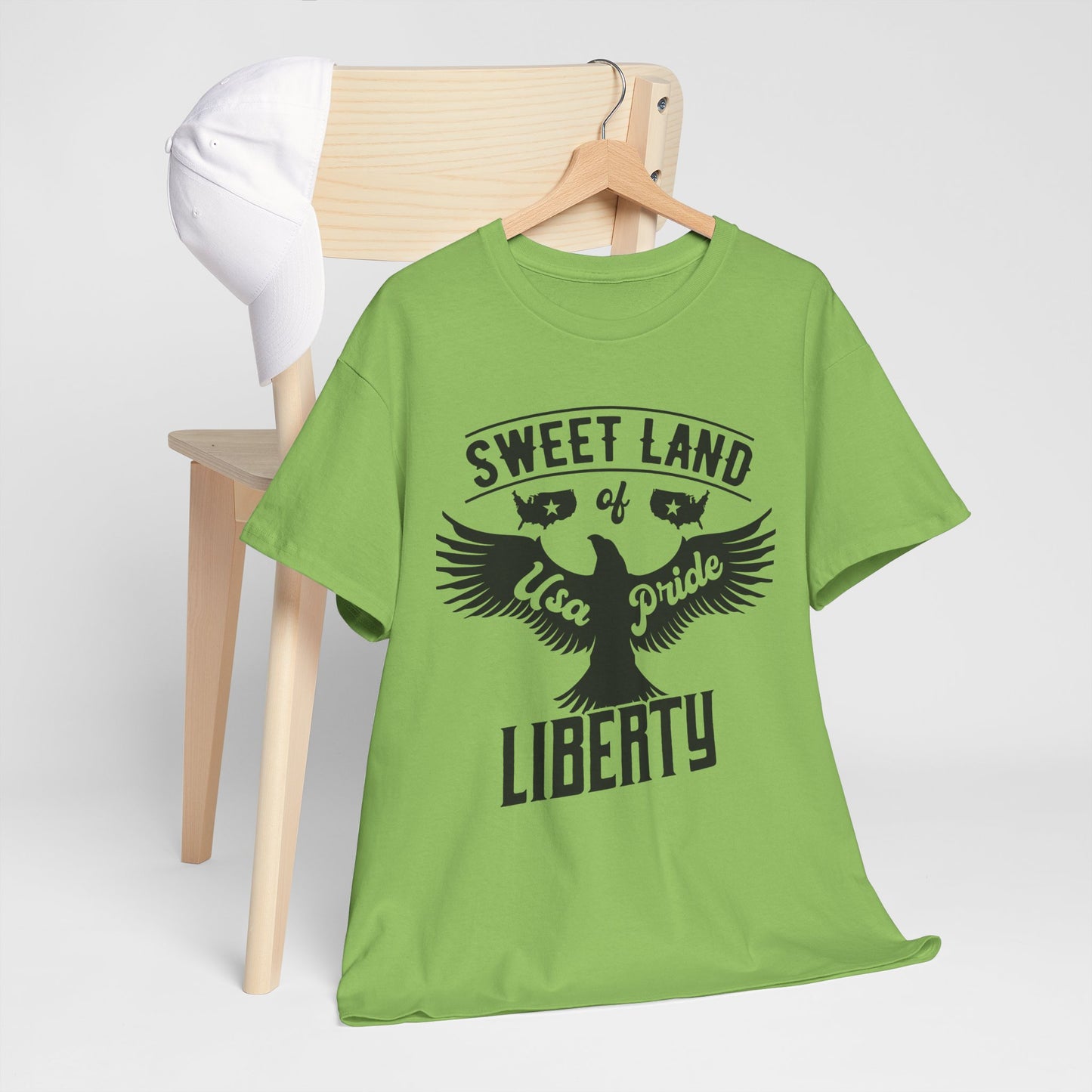 Sweet Land of Liberty Design, Unisex Heavy Cotton Tee: Patriotic T-shirt, Gift for Freedom Lovers, Casual Wear, Independence Day Shirt - 13492