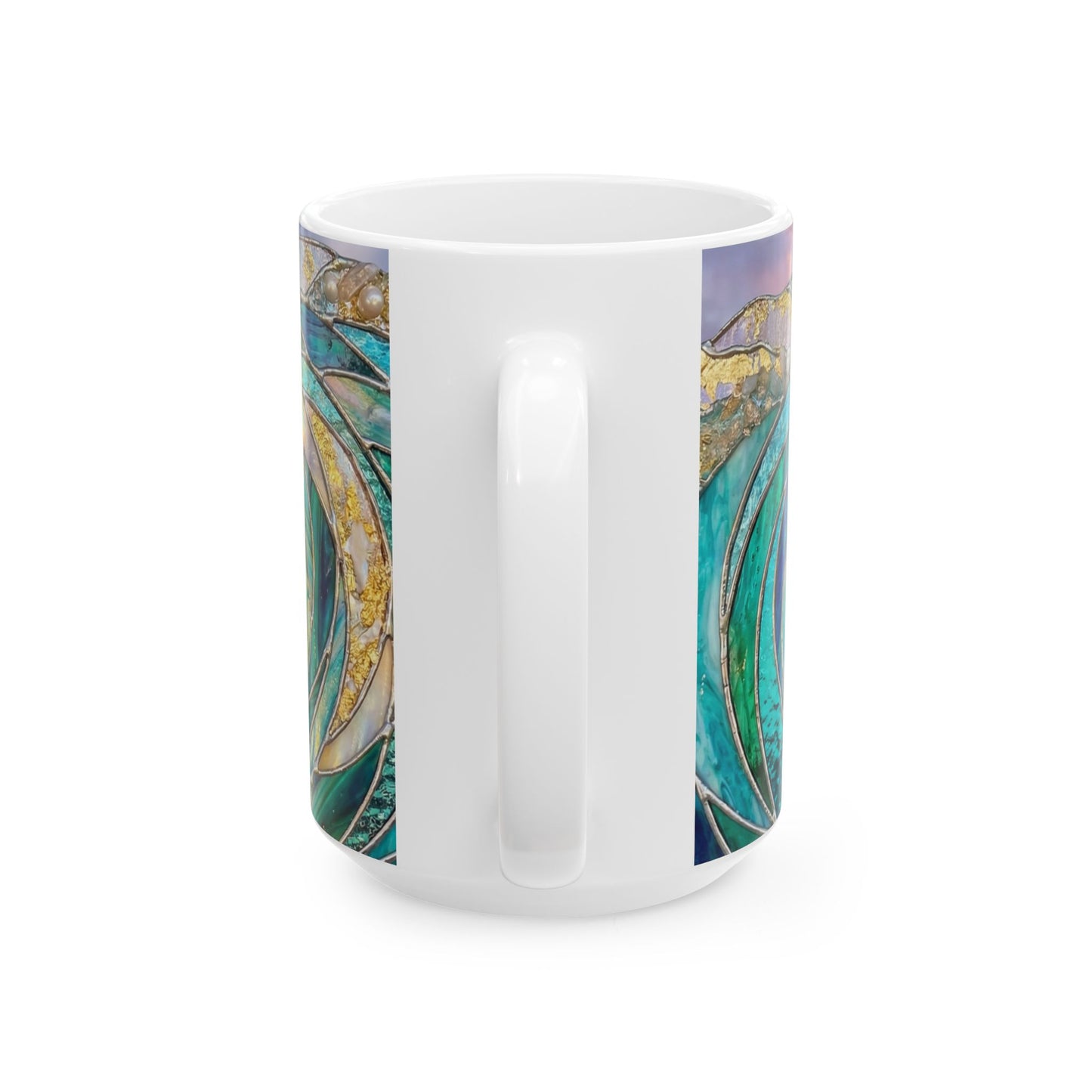 Personalized Ocean Wave Mug – Turquoise Coastal Ceramic Coffee Cup - 14899