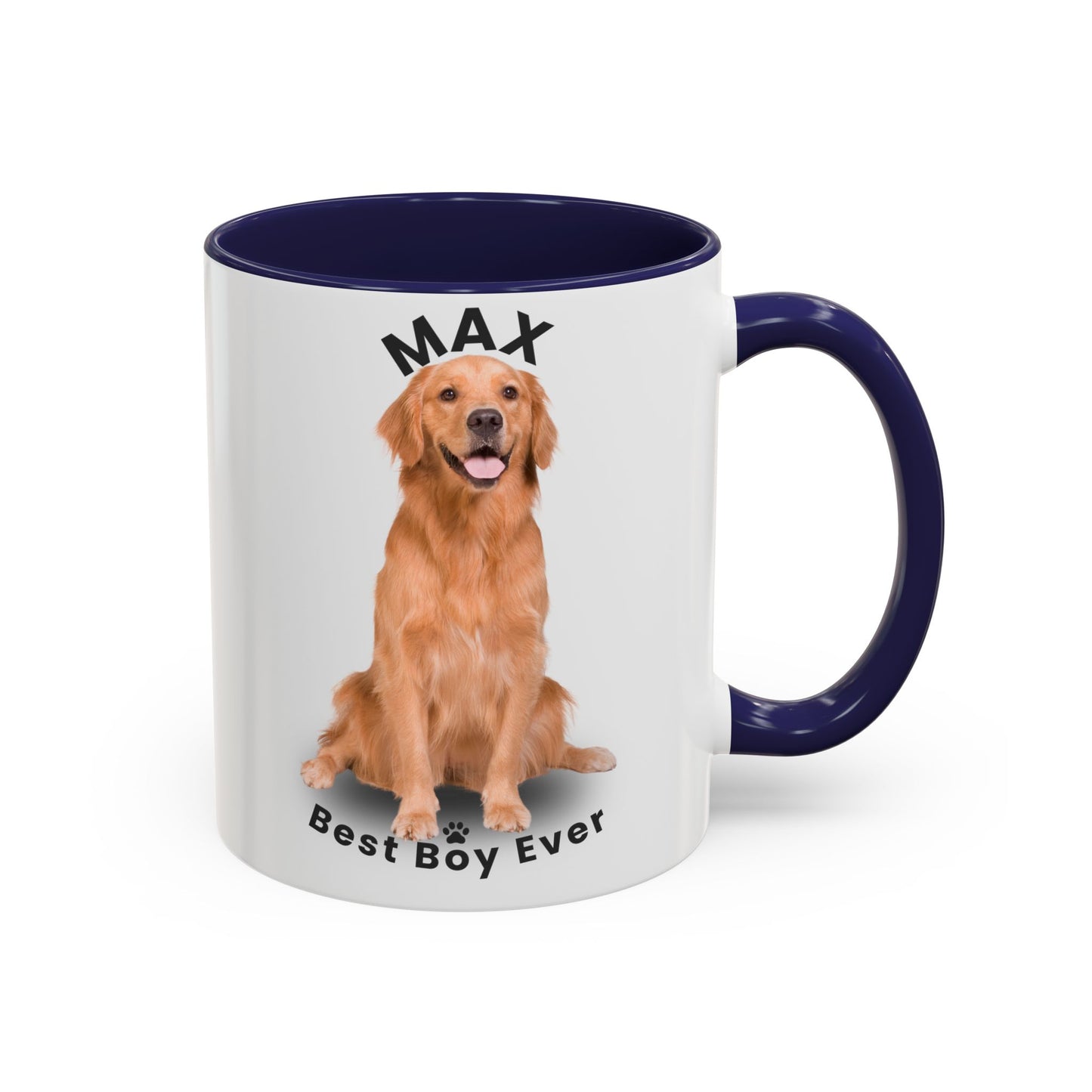Personalized Golden Retriever Mug – Custom Dog Name “Best Boy Ever” Accent Coffee Mug | Pet Lover Gift - 14825