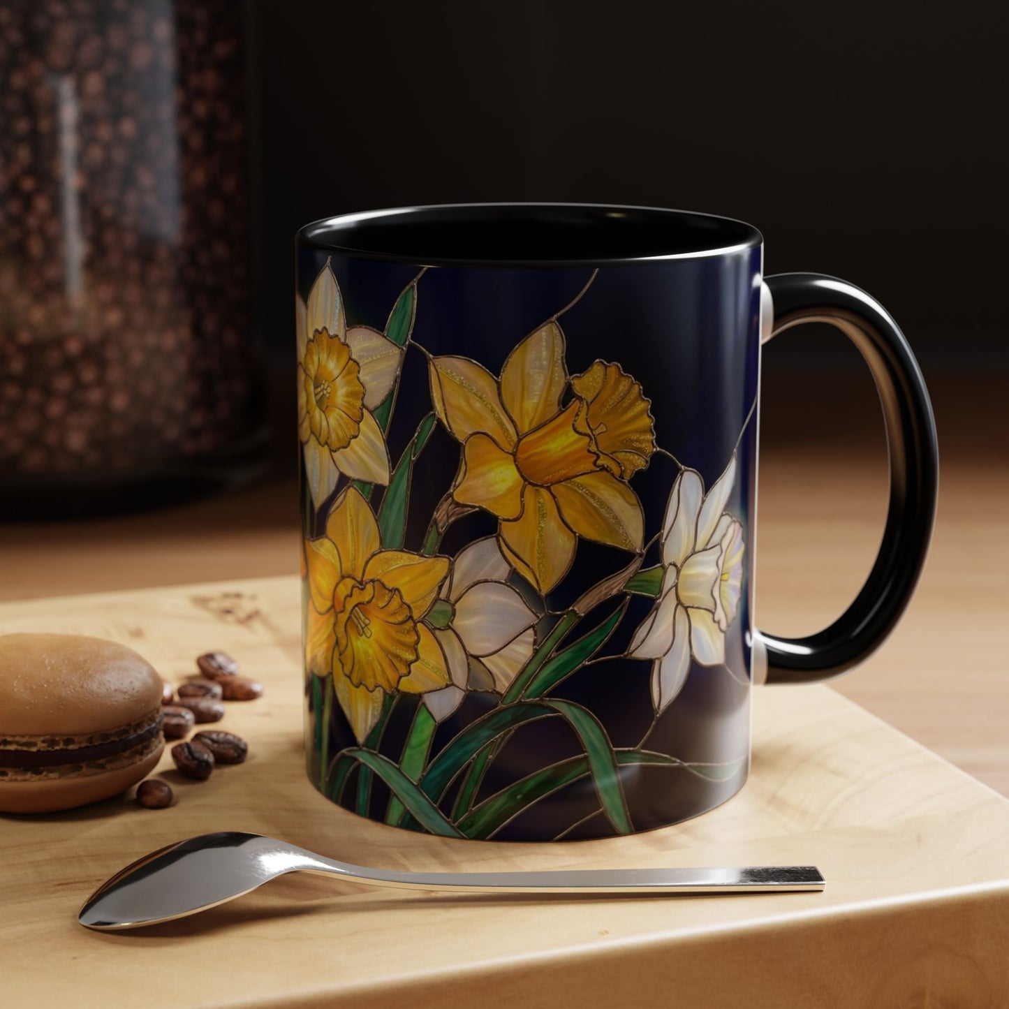 Daffodil Garden Accent Coffee Mug — Stained Glass Design (11/15oz) - 14542