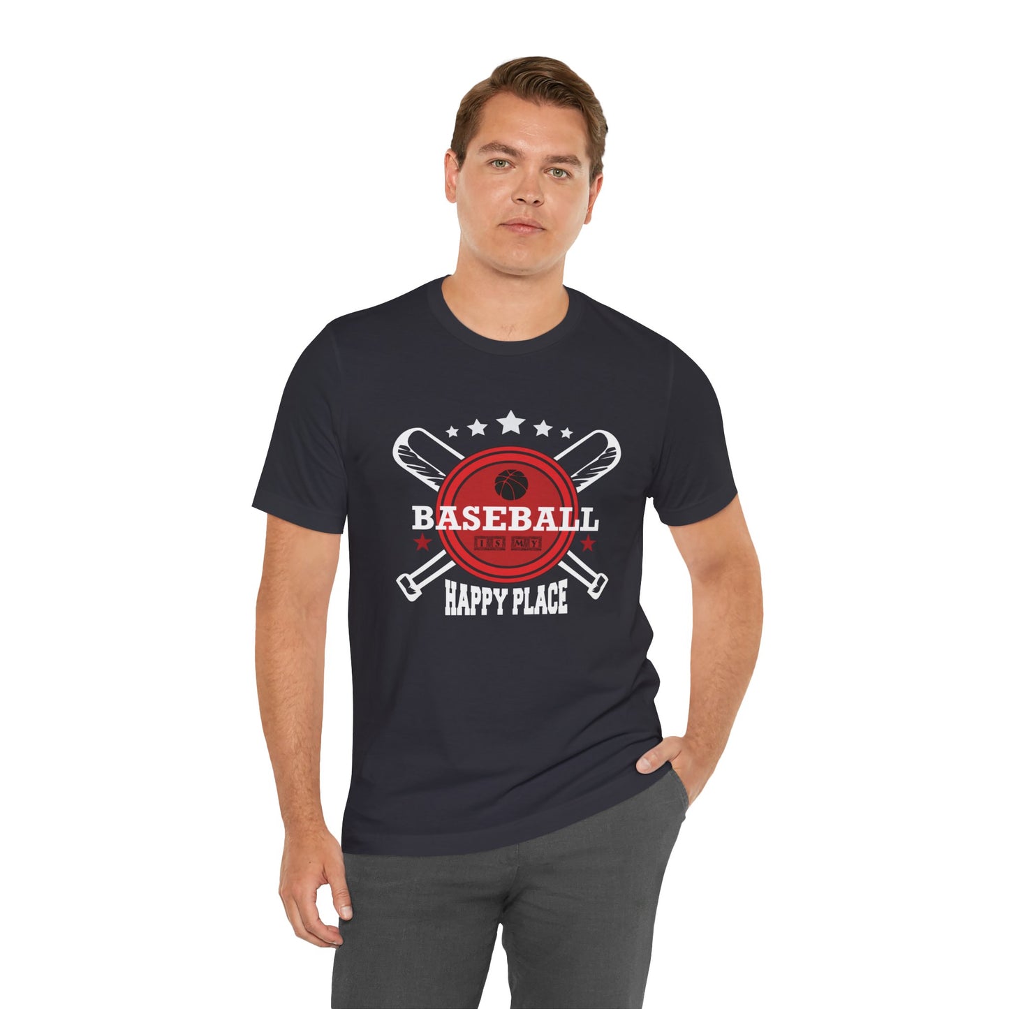 Baseball: Happy Place - Unisex Jersey Short Sleeve Tee