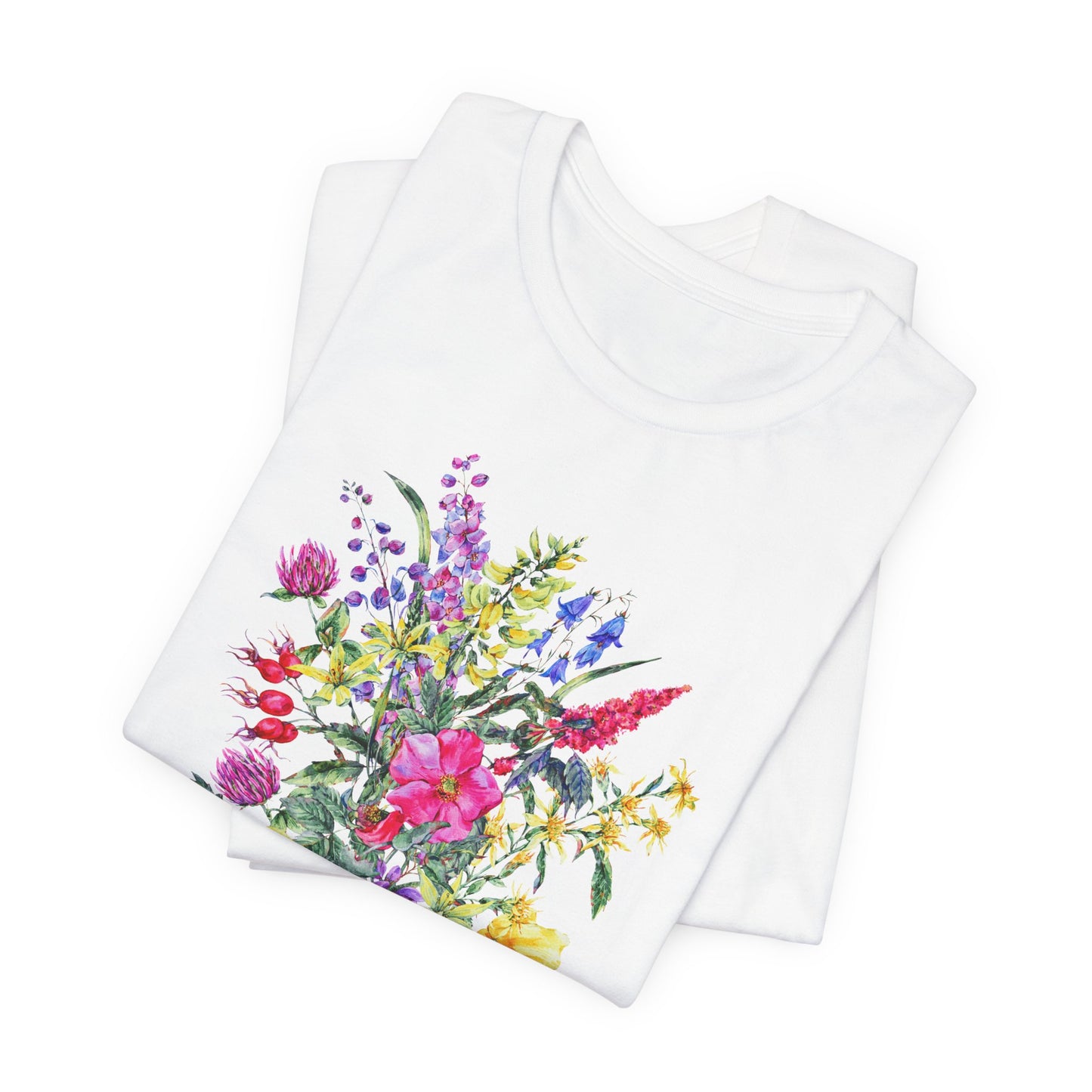 Blooming With Grace Floral T-Shirt, “Rooted in Drama” Watercolor Botanical Tee - 14965