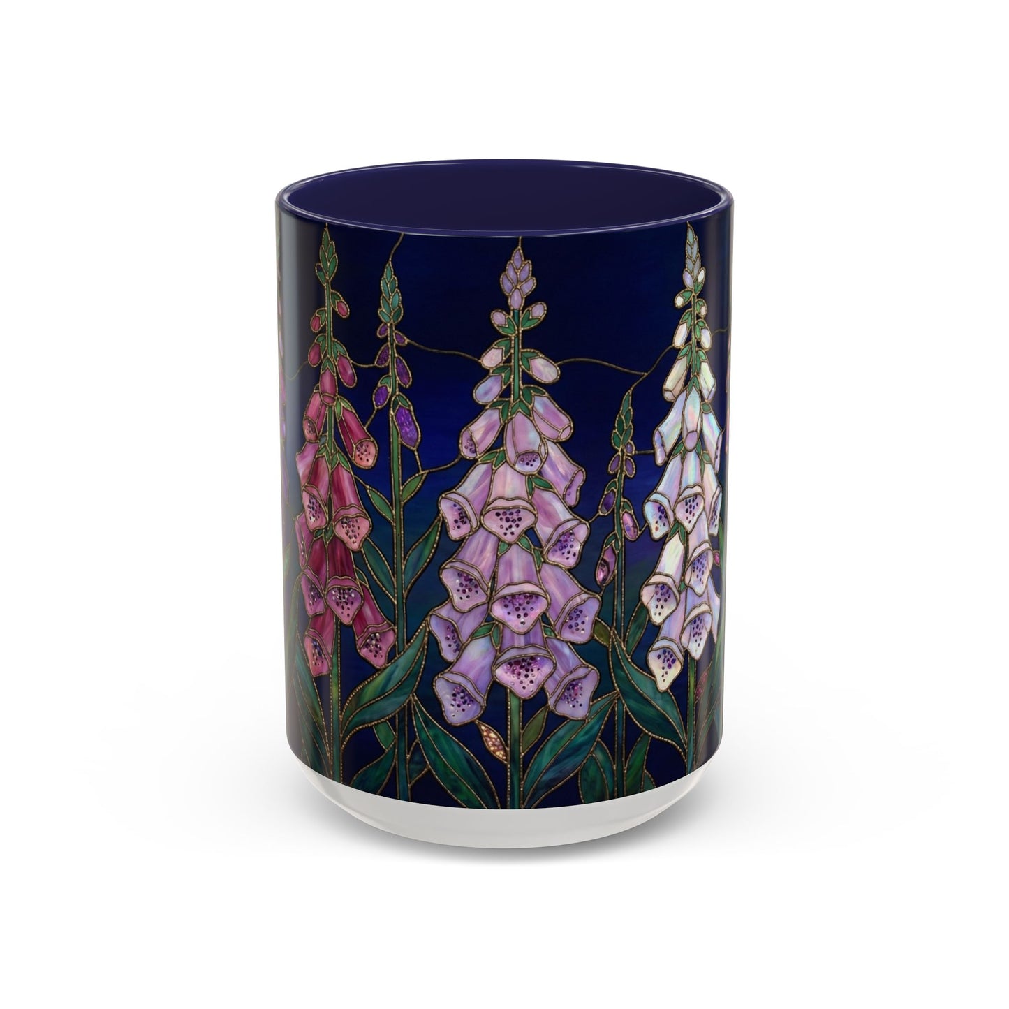 Foxglove Floral Coffee Mug — Stained Glass Design (11/15oz) - 14565