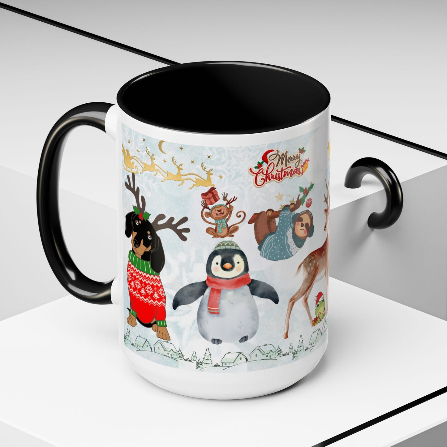 Merry Christmas, Animals - Accent Coffee Mug (11, 15oz)