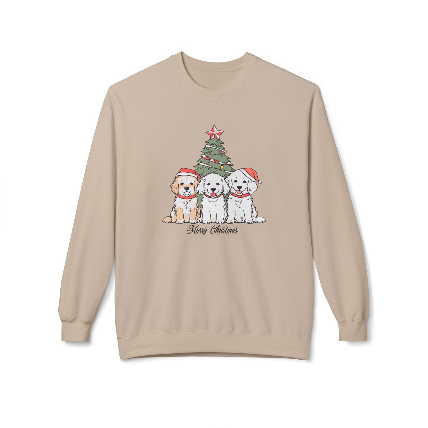 Merry Christmas, Puppies - Unisex Midweight Softstyle Fleece Crewneck Sweatshirt - 10264