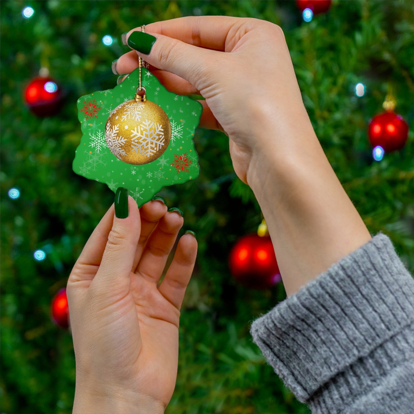 Golden Glow - Ceramic Ornament, 4 Shapes