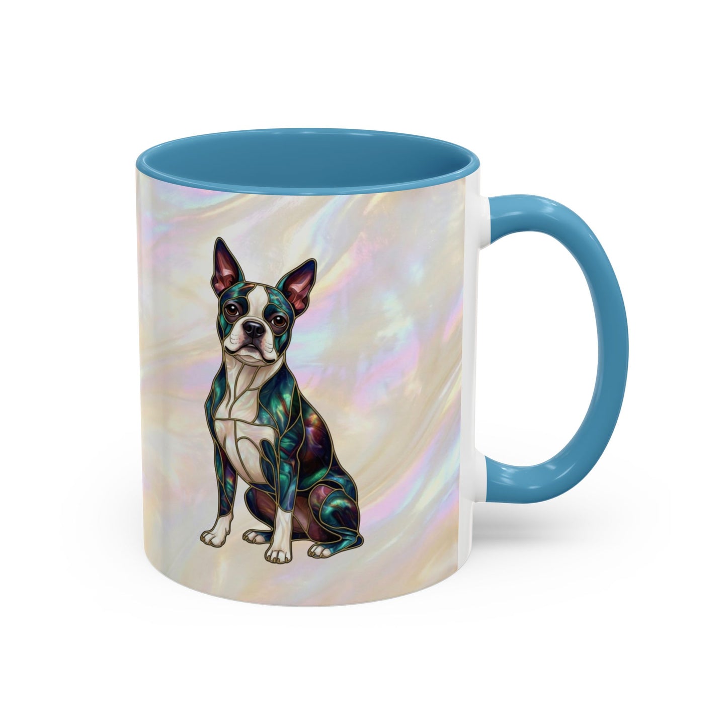 Boston Terrier Accent Coffee Mug — Stained Glass Design (11/15 oz) - 14620