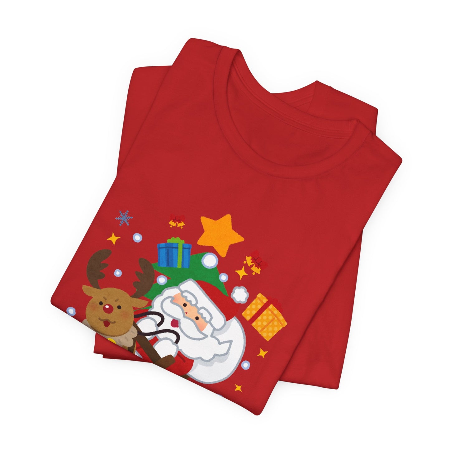 Santa & Reindeer, Merry Christmas - Unisex Jersey Short Sleeve Tee - 10494