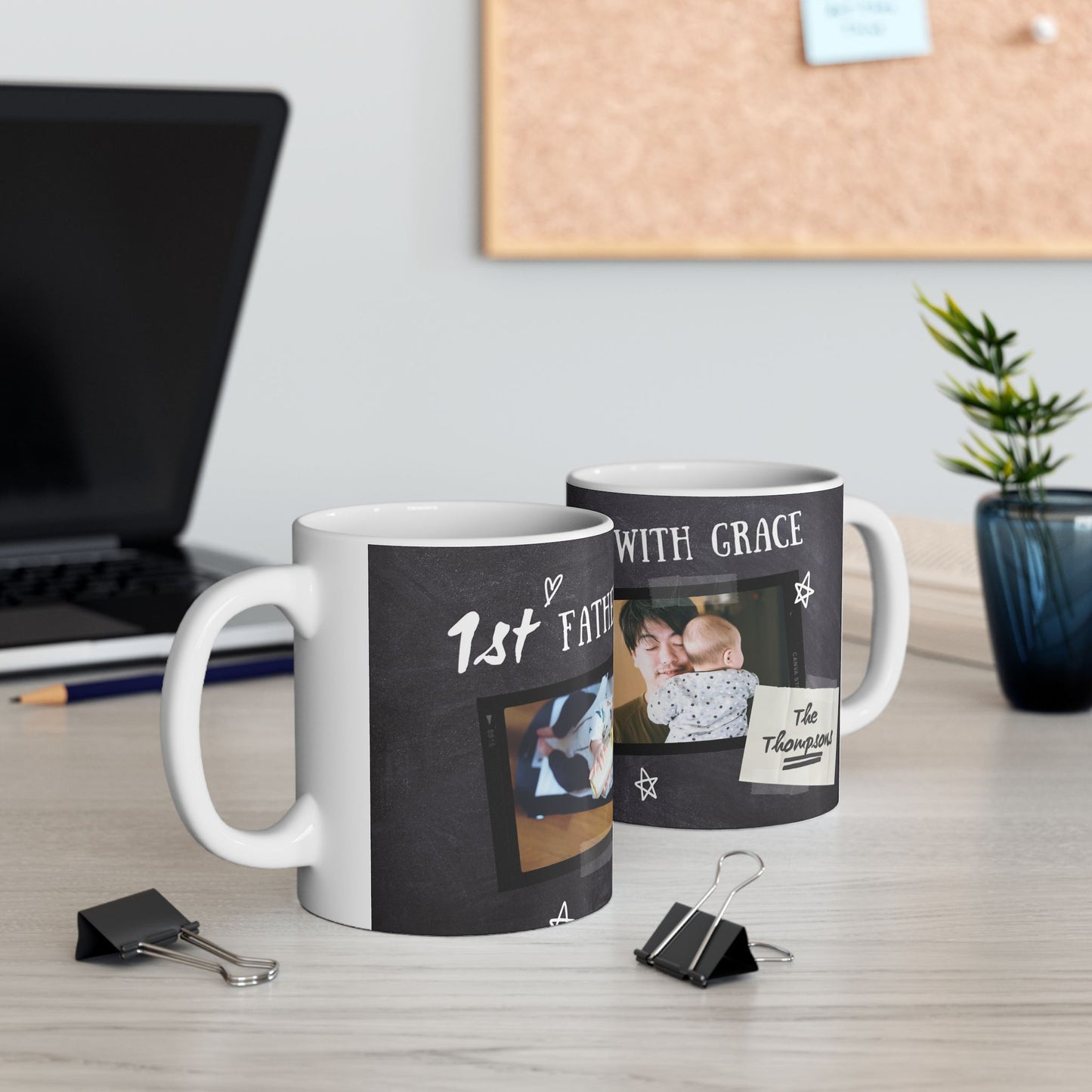 Personalized 1st Father's Day Ceramic Mug, Gift for Dads, Custom Photo Mug, Coffee Cup, Unique Father's Day Present - 14059