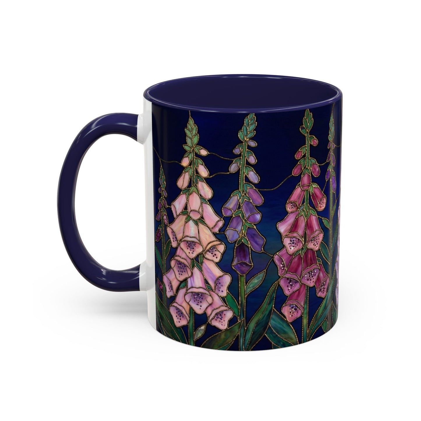 Foxglove Floral Coffee Mug — Stained Glass Design (11/15oz) - 14565