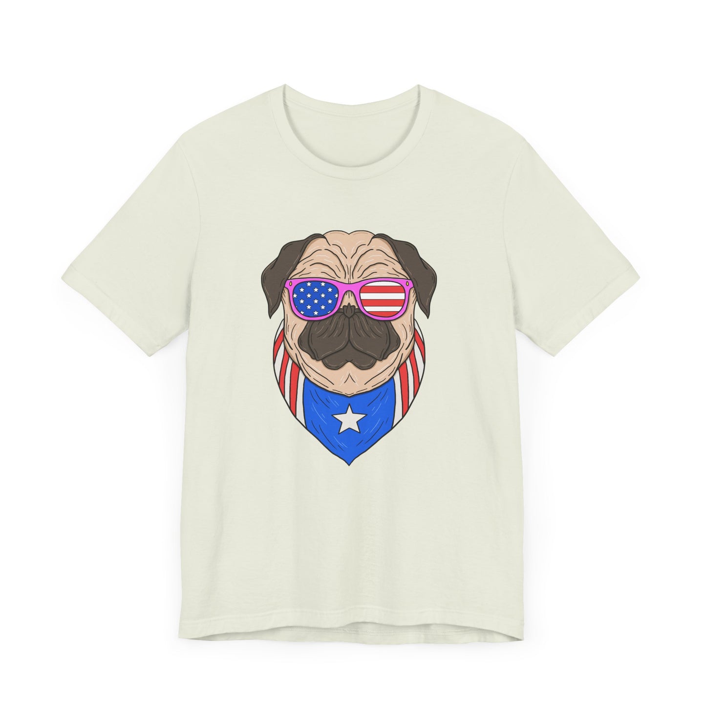 Patriotic Pug Tee, Independence Day T-Shirt, Dog Lovers Gift, Summer Casual Wear, Fun Family Outing Shirt - 13733