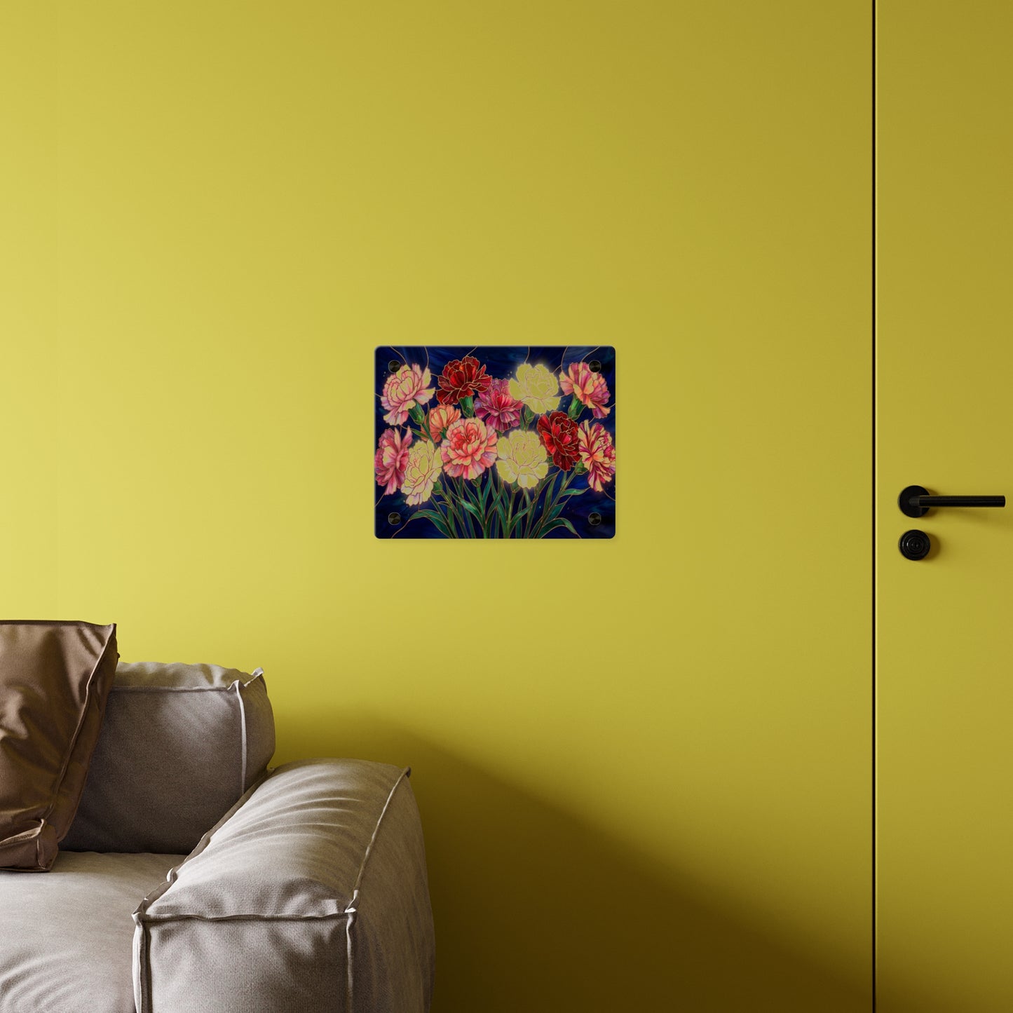 Carnation Bouquet Acrylic Wall Art Panel — Floral Home Décor - 14599