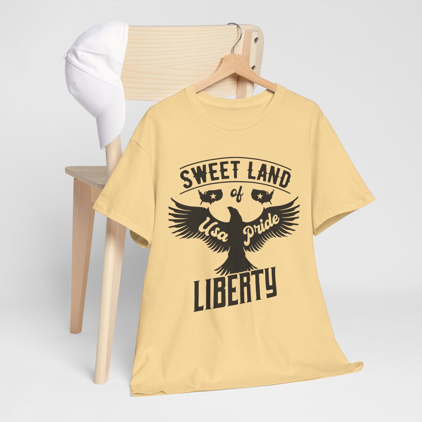 Sweet Land of Liberty Design, Unisex Heavy Cotton Tee: Patriotic T-shirt, Gift for Freedom Lovers, Casual Wear, Independence Day Shirt - 13492