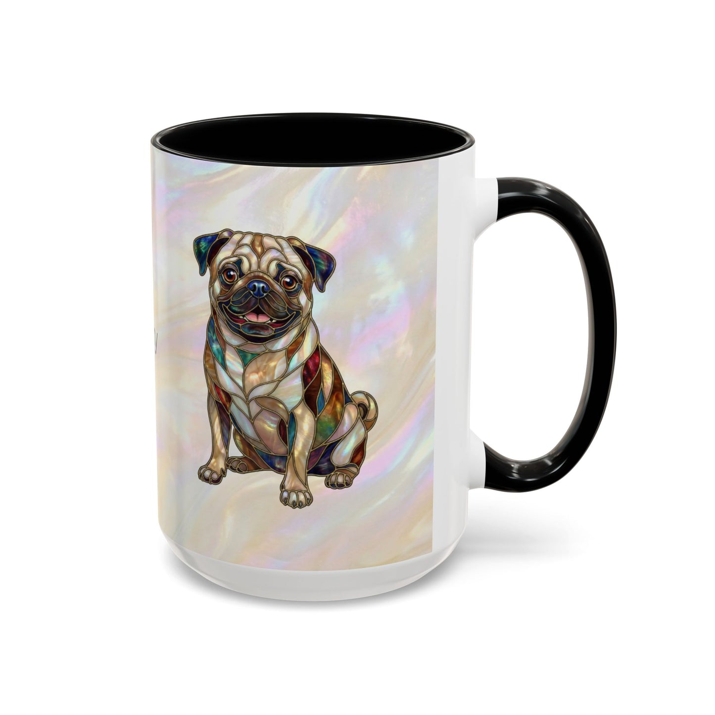 Personalized Pug Accent Coffee Mug –  Stained Glass Design (11/15oz) - 14547