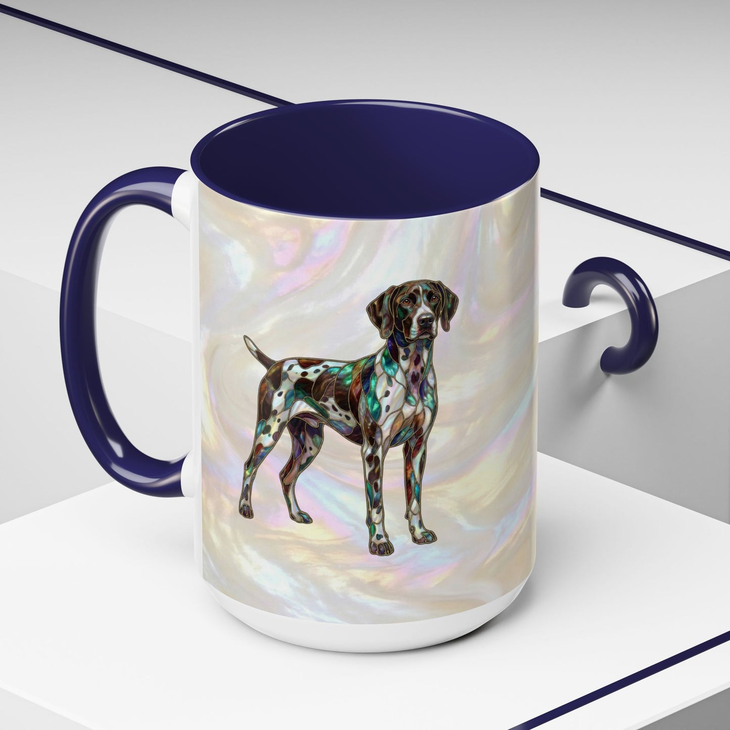 German Shorthaired Pointer Accent Coffee Mug — Stained Glass Design (11/15oz) - 14634