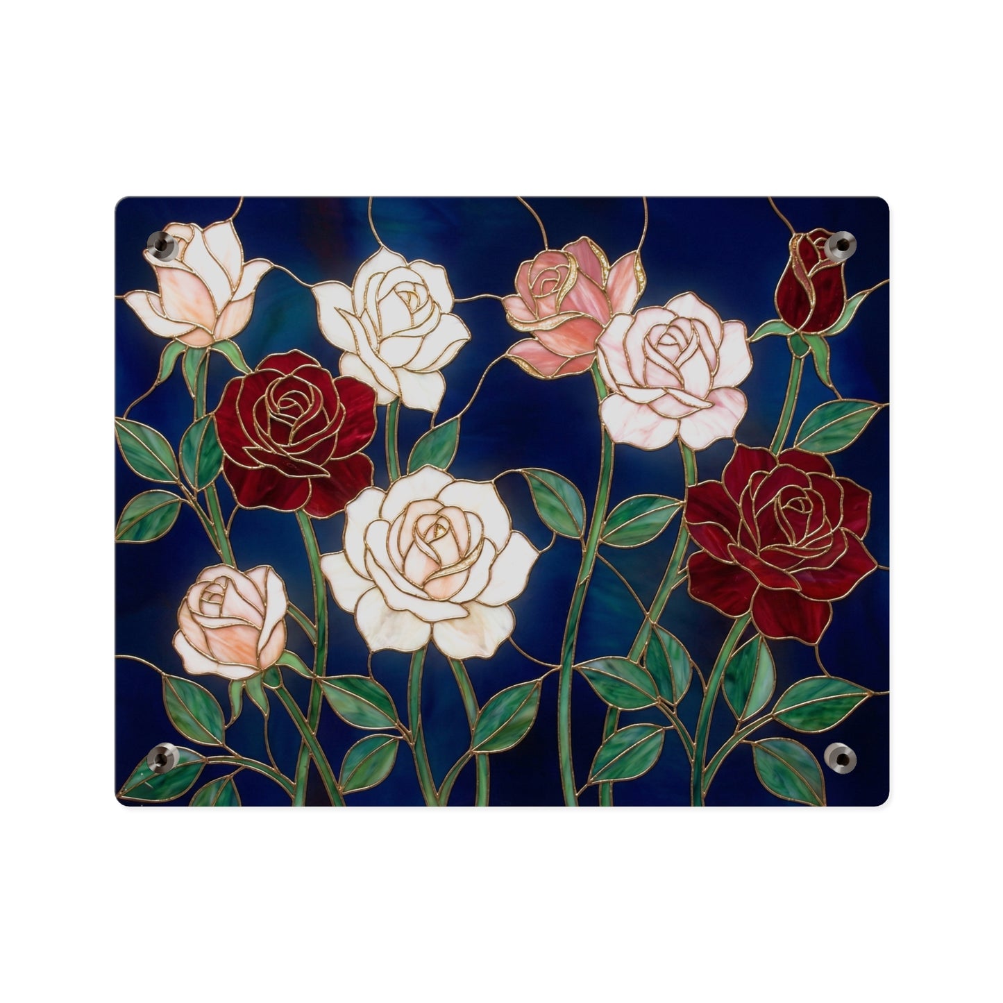 Rose Stained Glass Acrylic Wall Art Panel — Floral Garden Decor - 14604