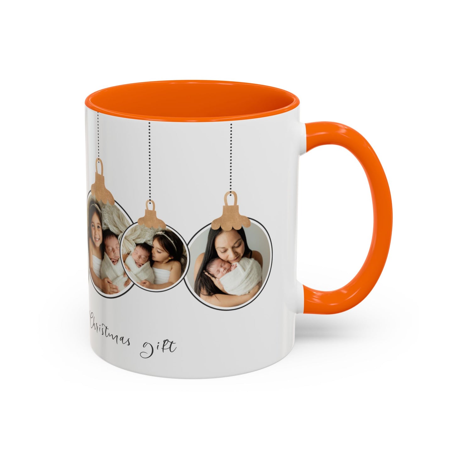 The Most Beautiful Christmas Gift, Photos of New Born, Customizable- Accent Coffee Mug (11, 15oz) - 10862