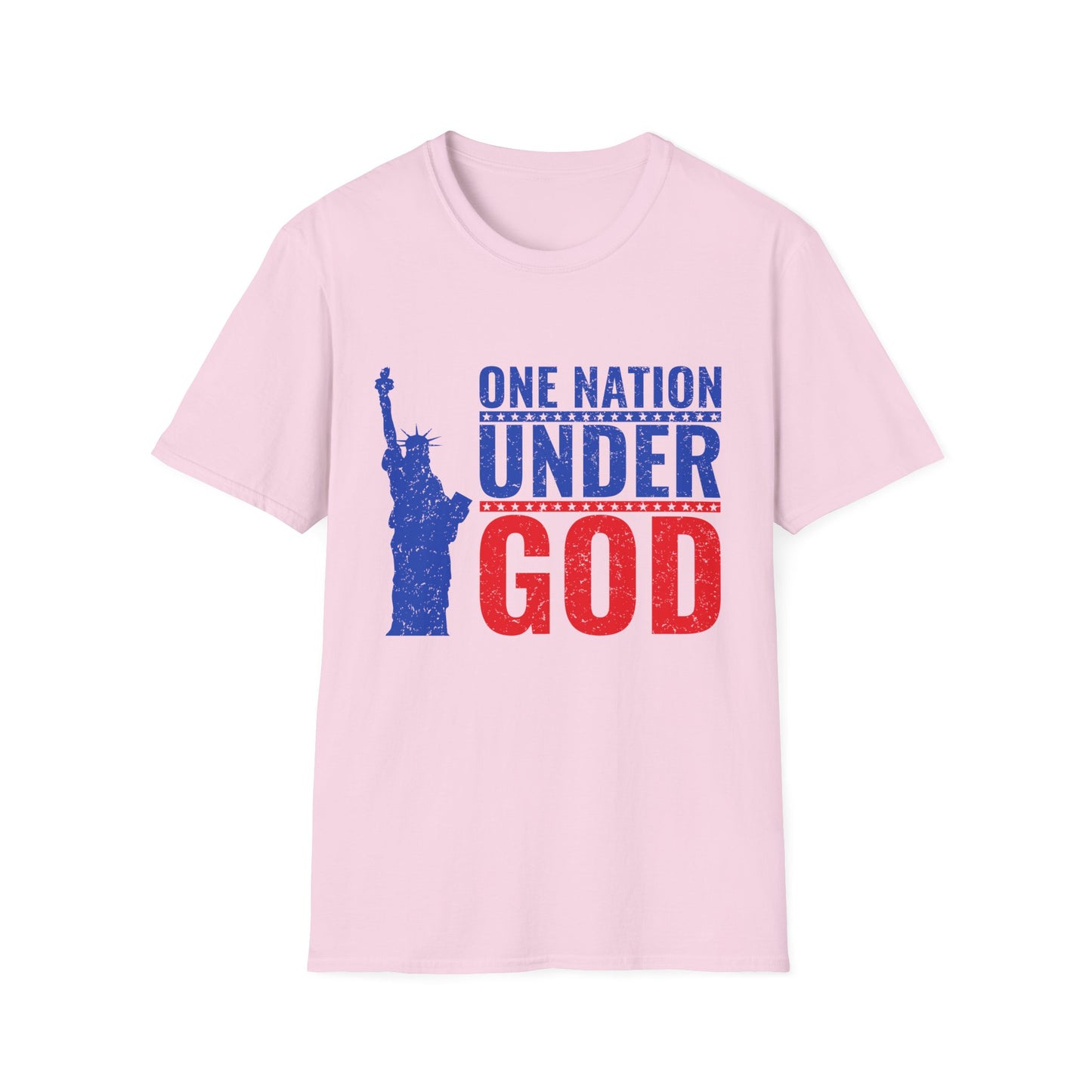 One Nation Under God, Patriotic Softstyle T-Shirt - Independence Day Tee, Fourth of July Shirt, Unisex Comfort Wear, Gift for Veterans - 13494