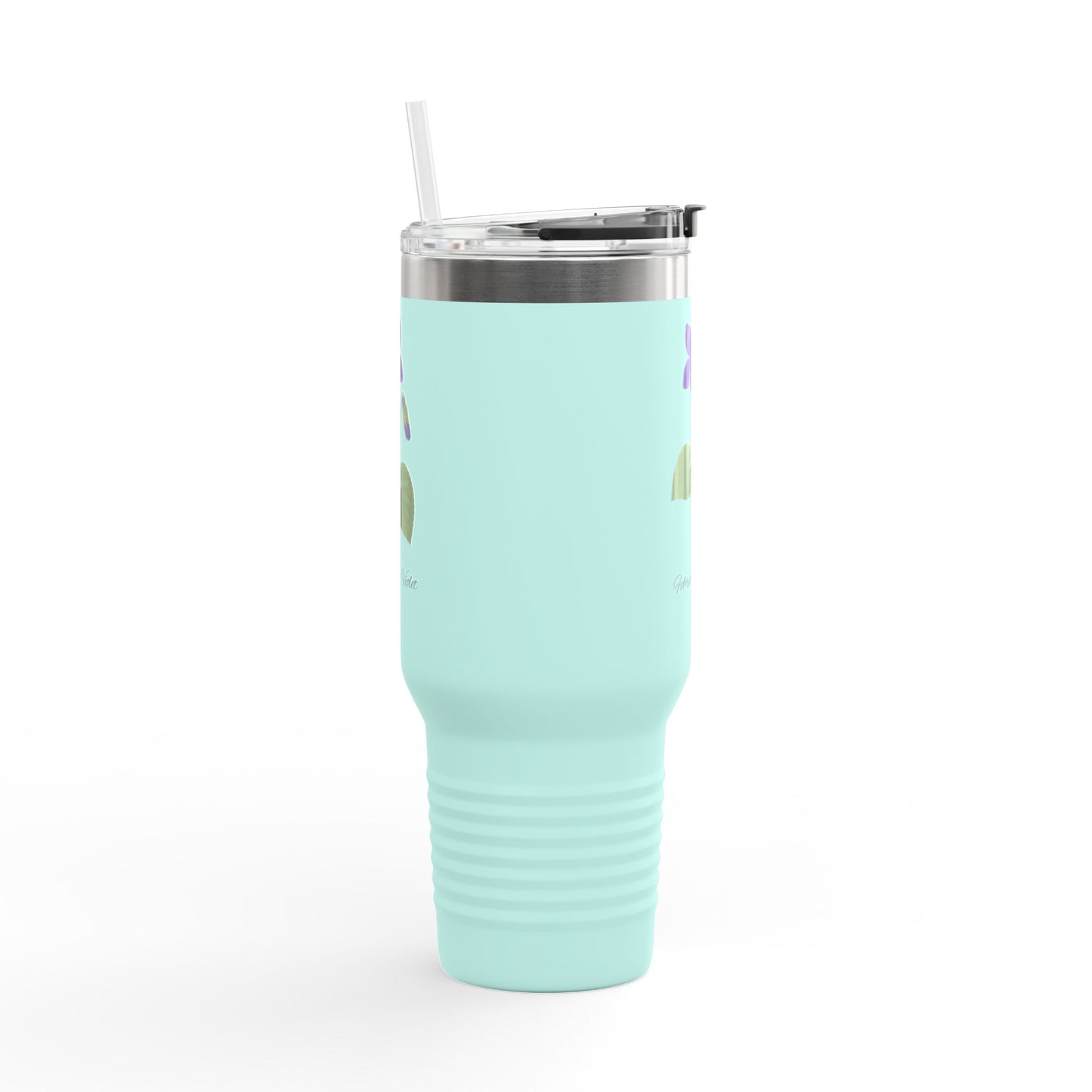 Violet (Single) Floral Tumbler – February Birth Flower Gift | 40oz Insulated Travel Mug, Customizable — 14698