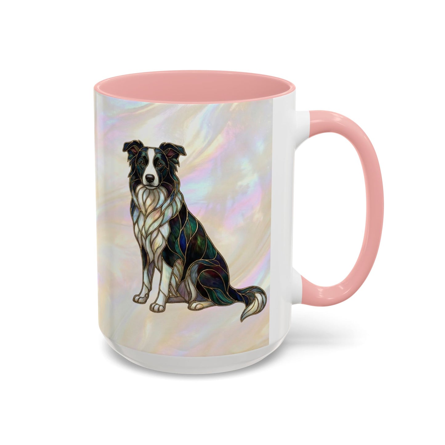 Border Collie Accent Coffee Mug — Stained Glass Design (11/15 oz) - 14619
