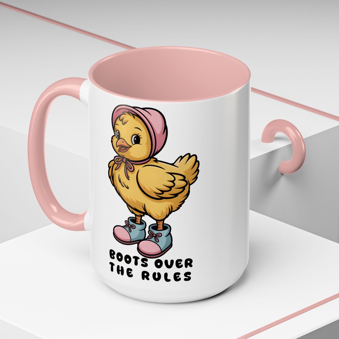 Boots Over The Rules Chick Mug – Cute Chicken Coffee Mug Funny Gift 11/15oz - 14862