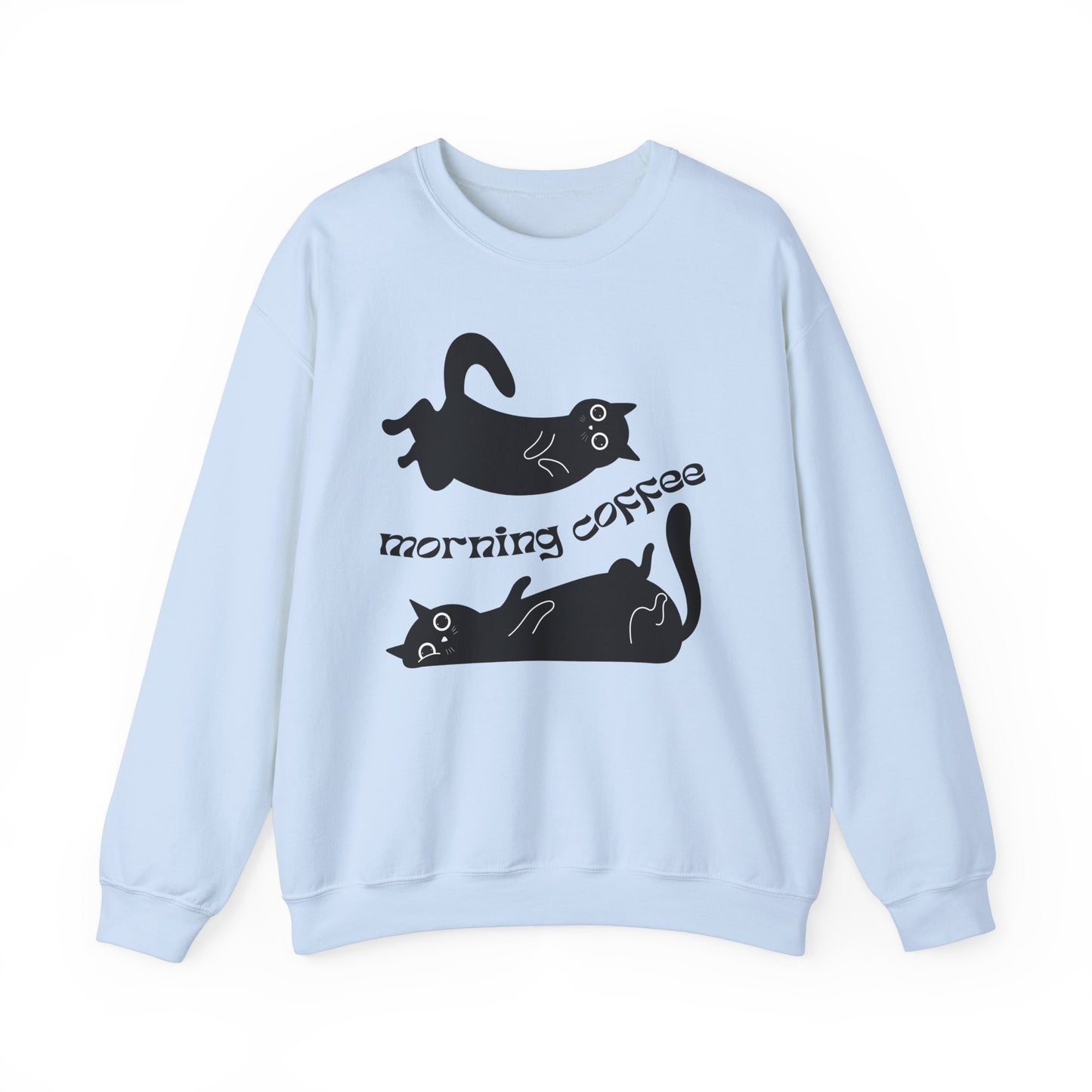 Black Cats, Morning Coffee - Unisex Heavy Blend™ Crewneck Sweatshirt - 11325