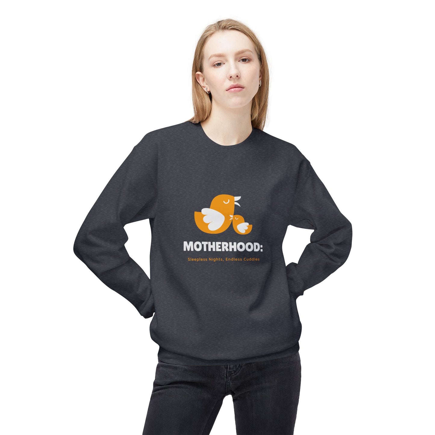 Motherhood, Sleepless Nights, endless Cuddles - Unisex Midweight Softstyle Fleece Crewneck Sweatshirt - 11809