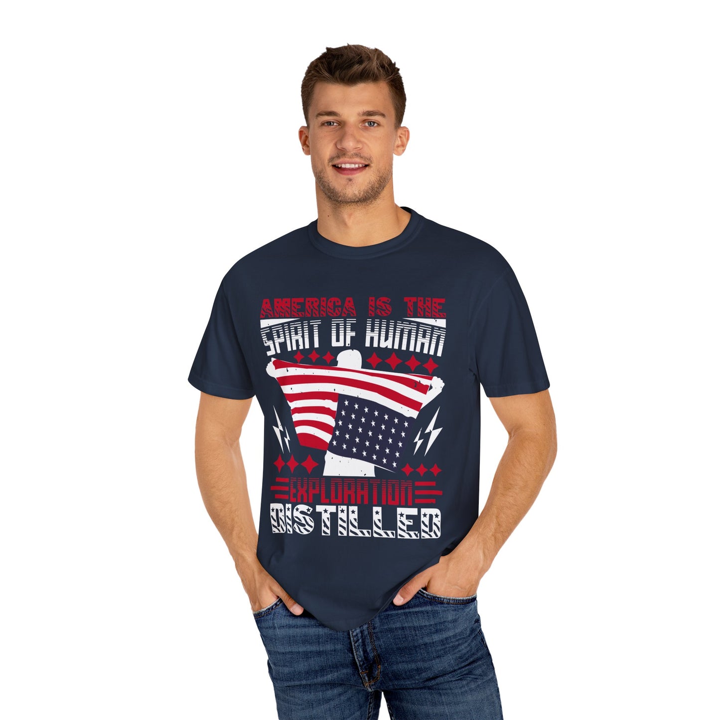 Patriotic Unisex T-Shirt - Spirit of Human Exploration, Independence Day Gift, July 4th Celebration Wear, American Pride Tee - 13792