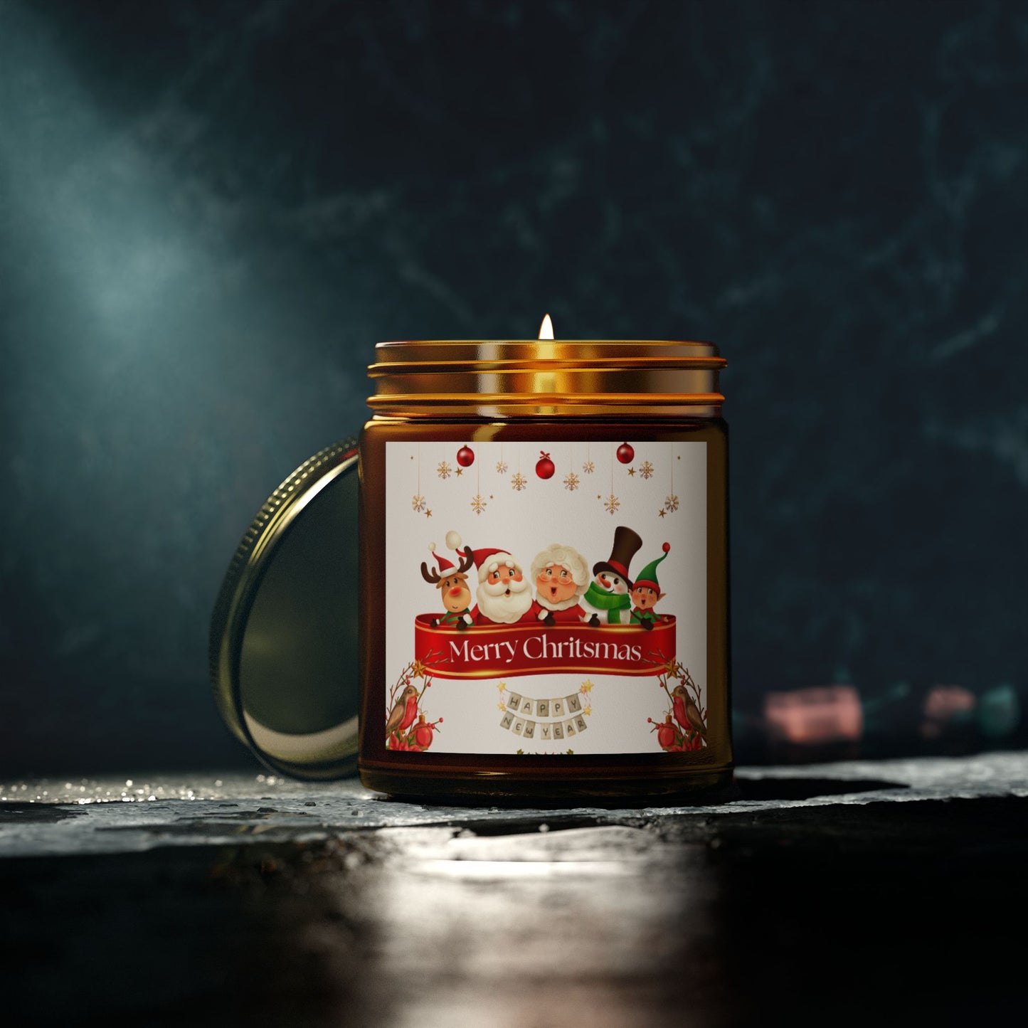 Merry Christmas - Scented Candles, Coconut Apricot Wax (4oz, 9oz)