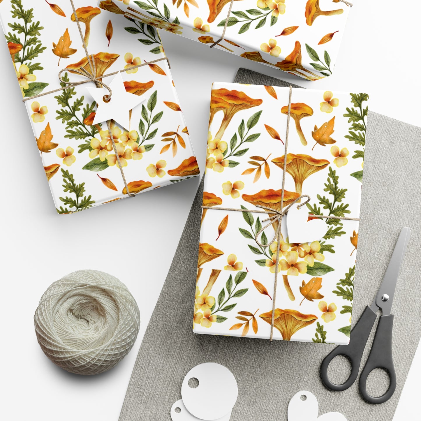 Mushroom & Flowers, Yellow - Gift Wrap Papers - 10241