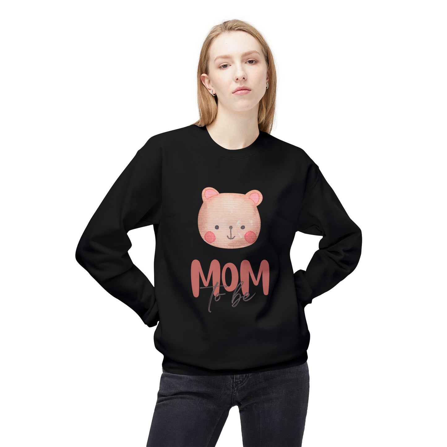 Mom To Be Bear Sweatshirt | Unisex Midweight Fleece Crewneck - 11840