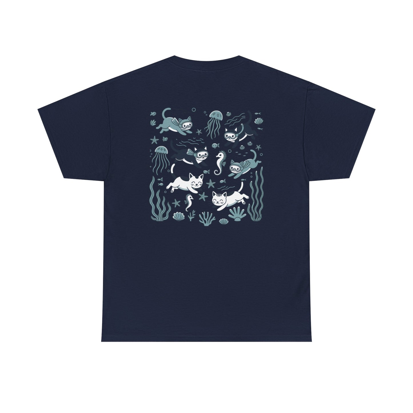 Sea Cats T-Shirt — Cute Underwater Cat Graphic Tee, Ocean Cat Lover Gift - 14869