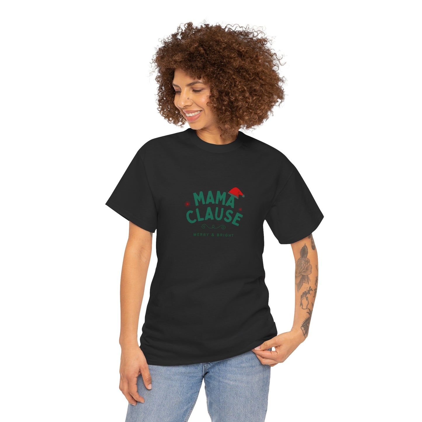 Mama Clause, Merry & Bright - Unisex Heavy Cotton Tee - 10493