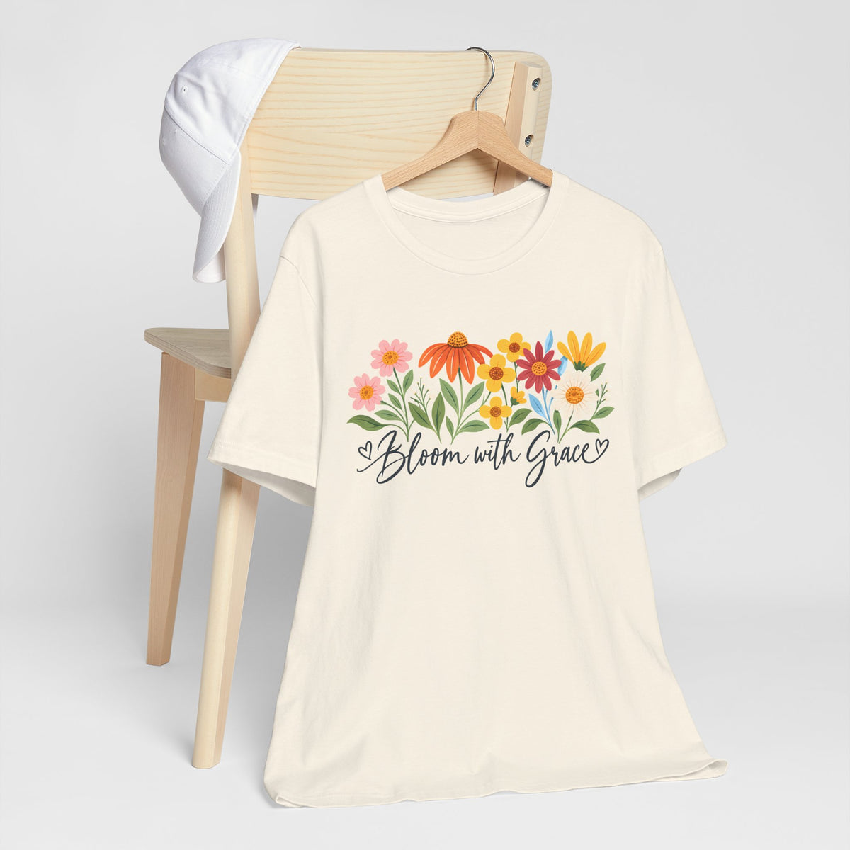 Bloom With Grace Floral T-Shirt, Women’s Inspirational Flower Tee - 14983