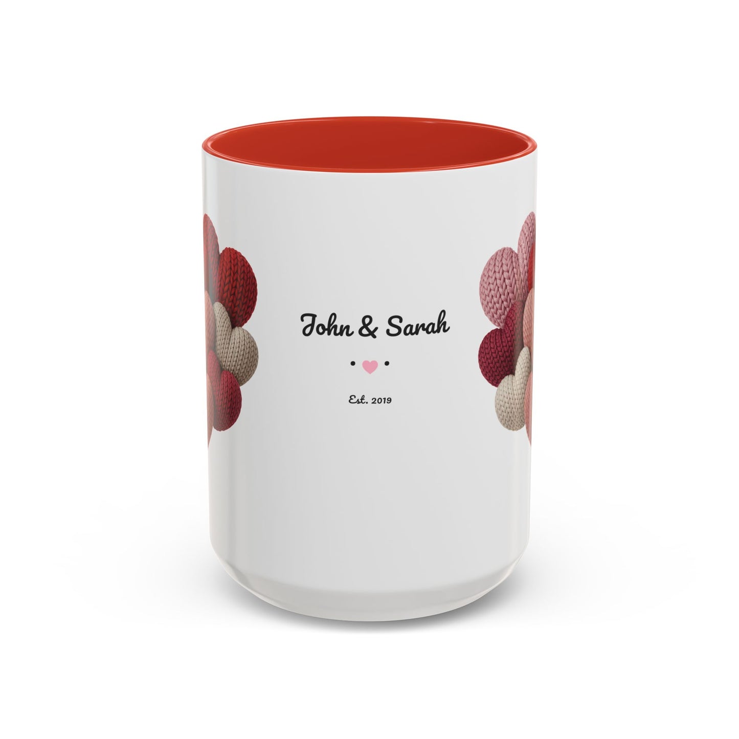 Valentine’s Hearts Personalized Mug — Custom Names & Established Date (11oz / 15oz) - 14745